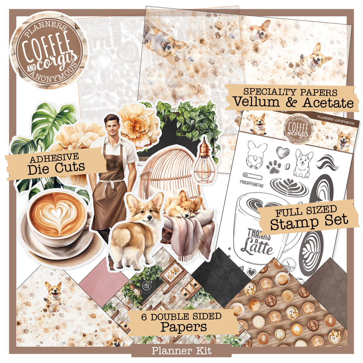 Coffee and Corgis Planner Kit