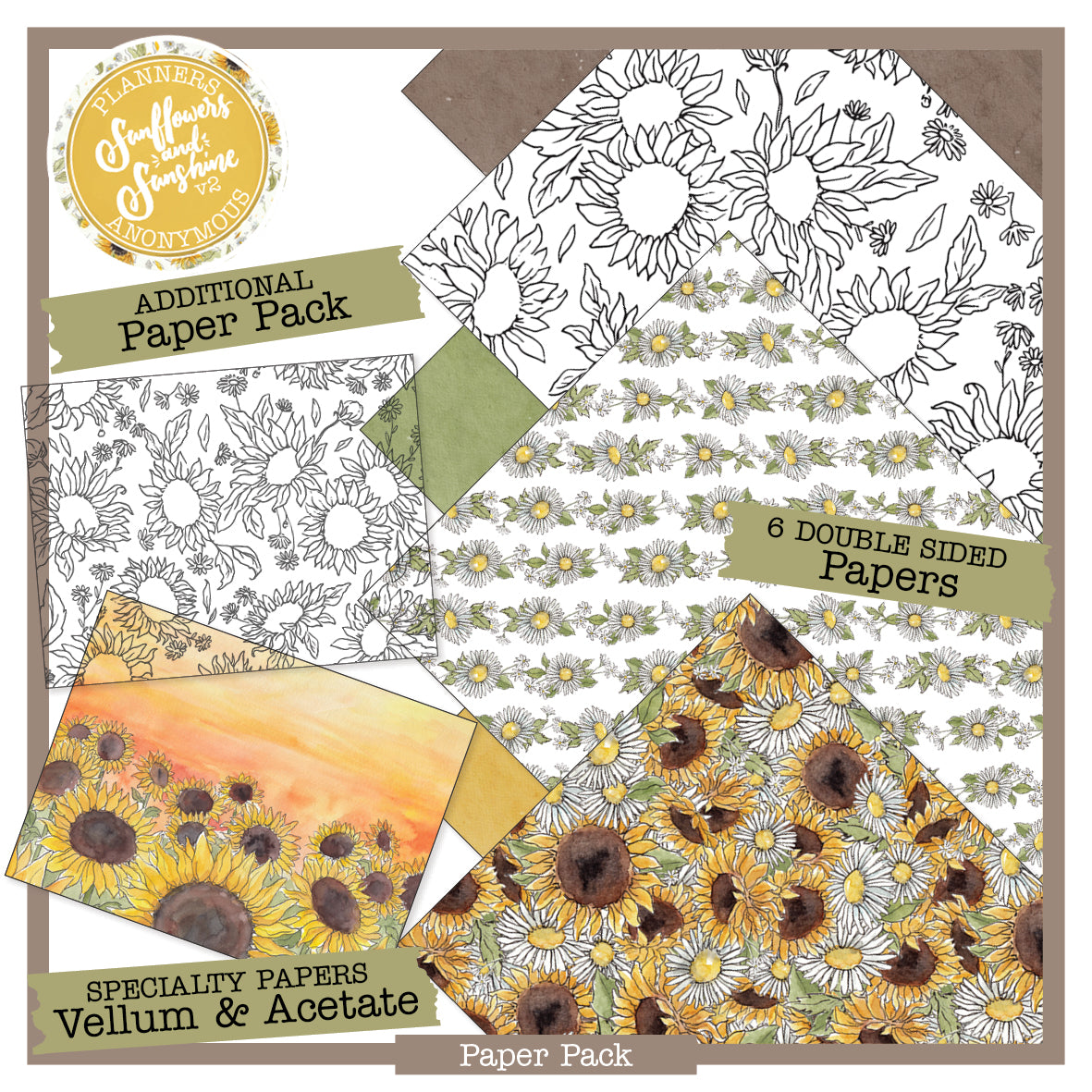 Sunflowers and Sunshine 2 additional paper pack