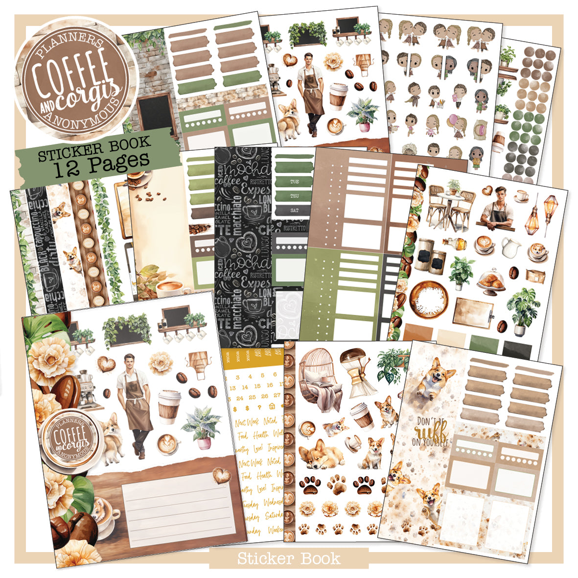 Coffee and Corgis planner sticker book