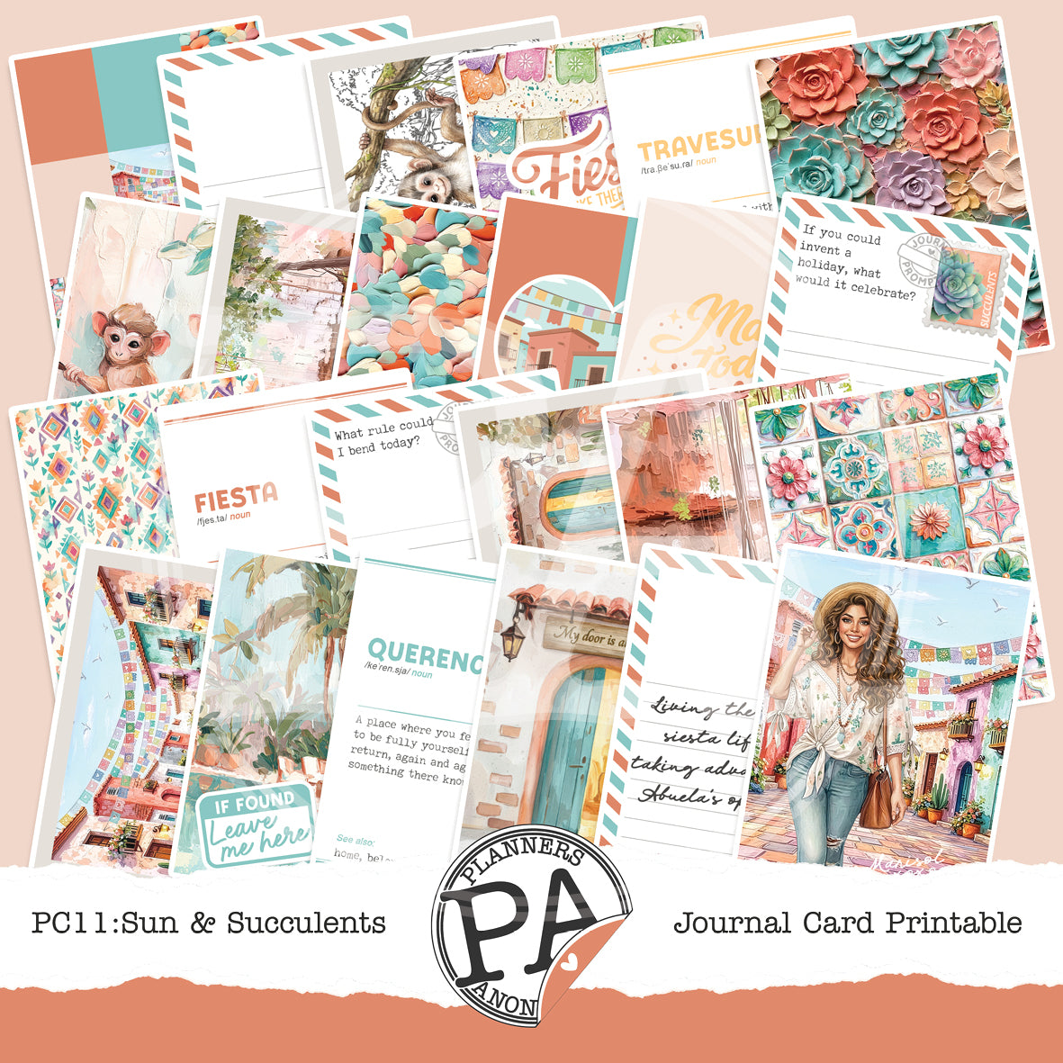 PC11: Sun and Succulents Journal Card Printable