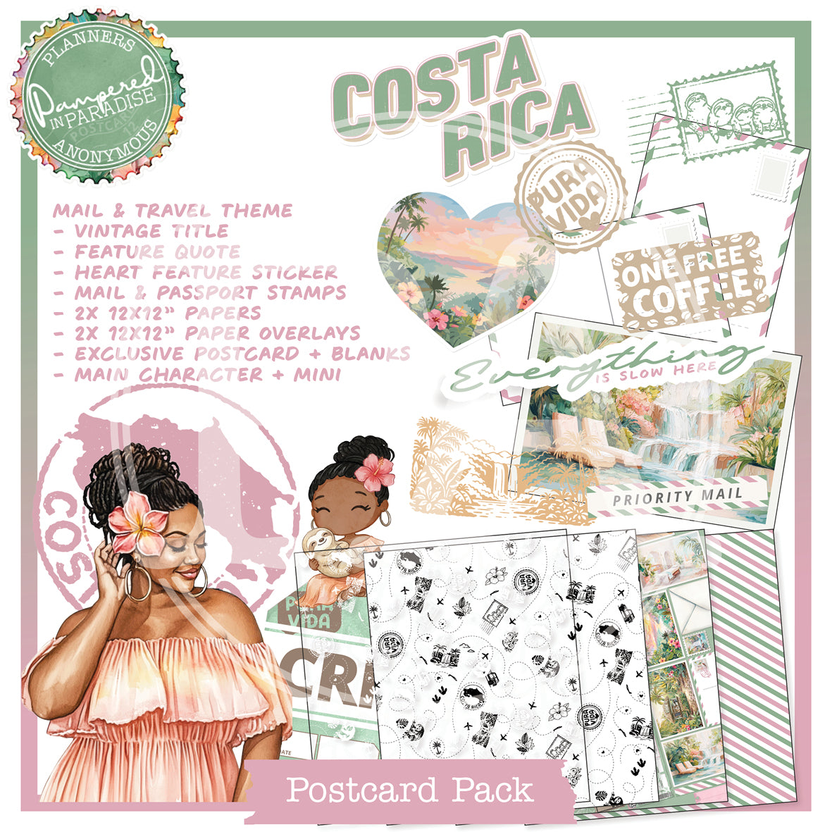 PC12: Pampered in Paradise Postcards Pack Printable