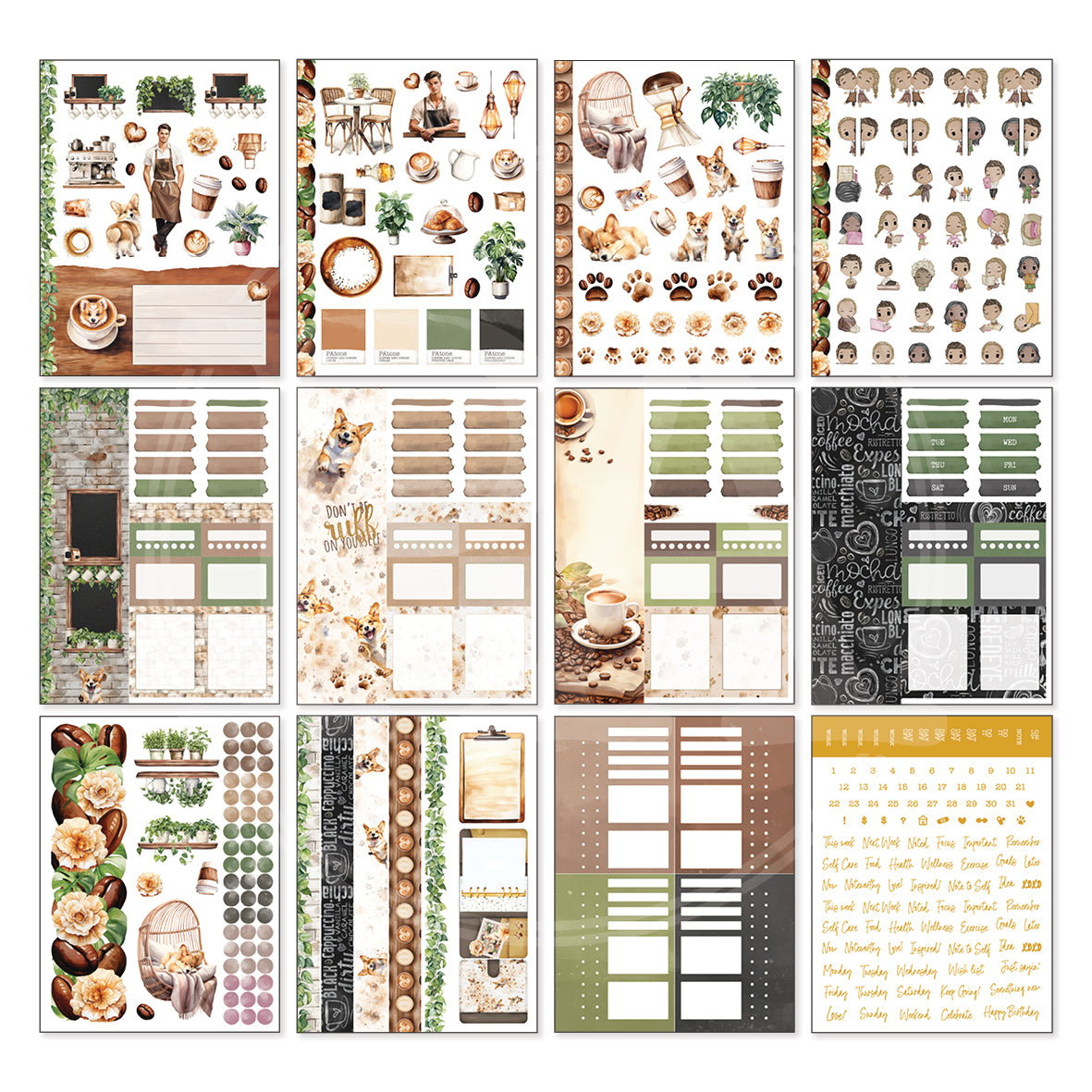 Coffee and Corgis planner sticker book