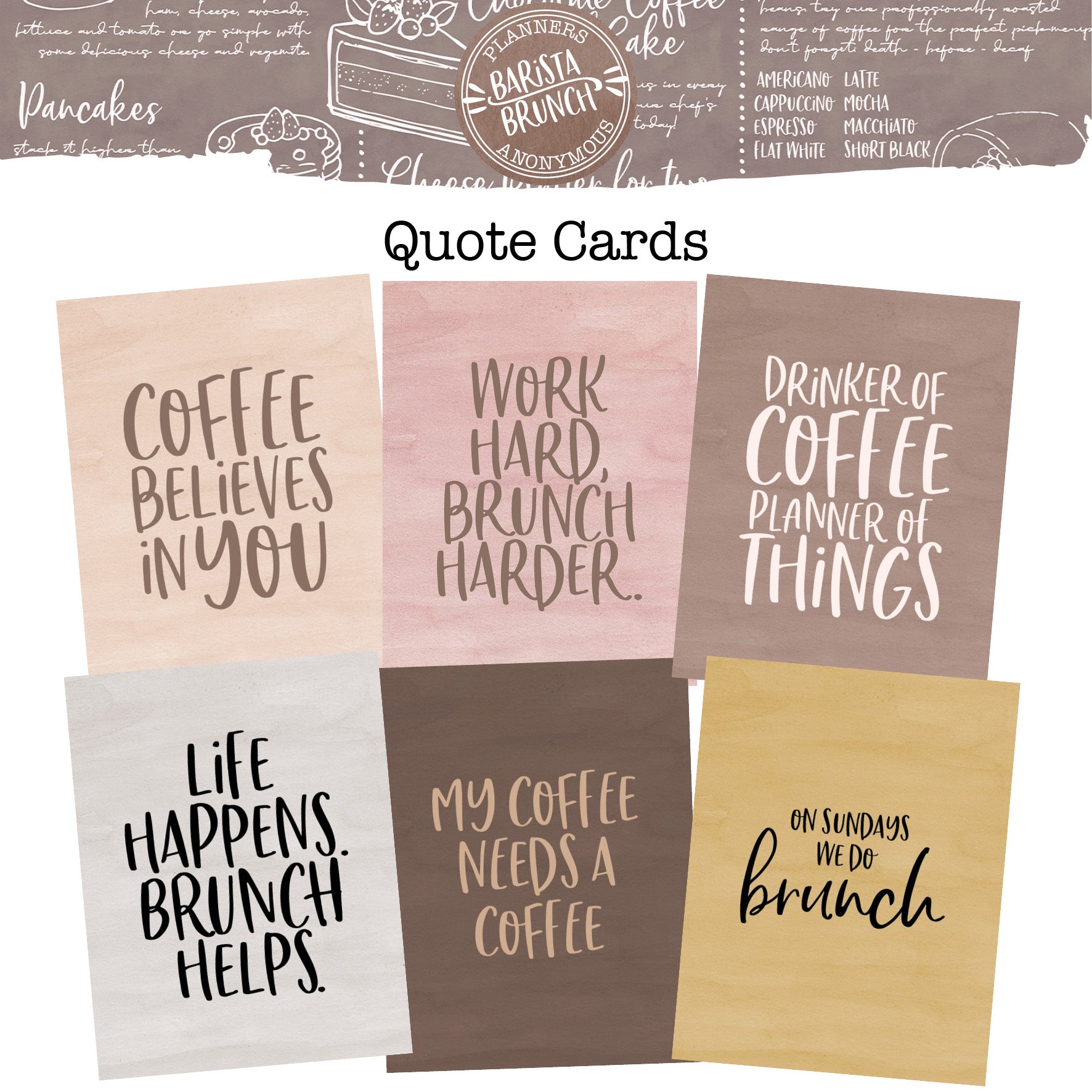 Barista Brunch Quote Cards