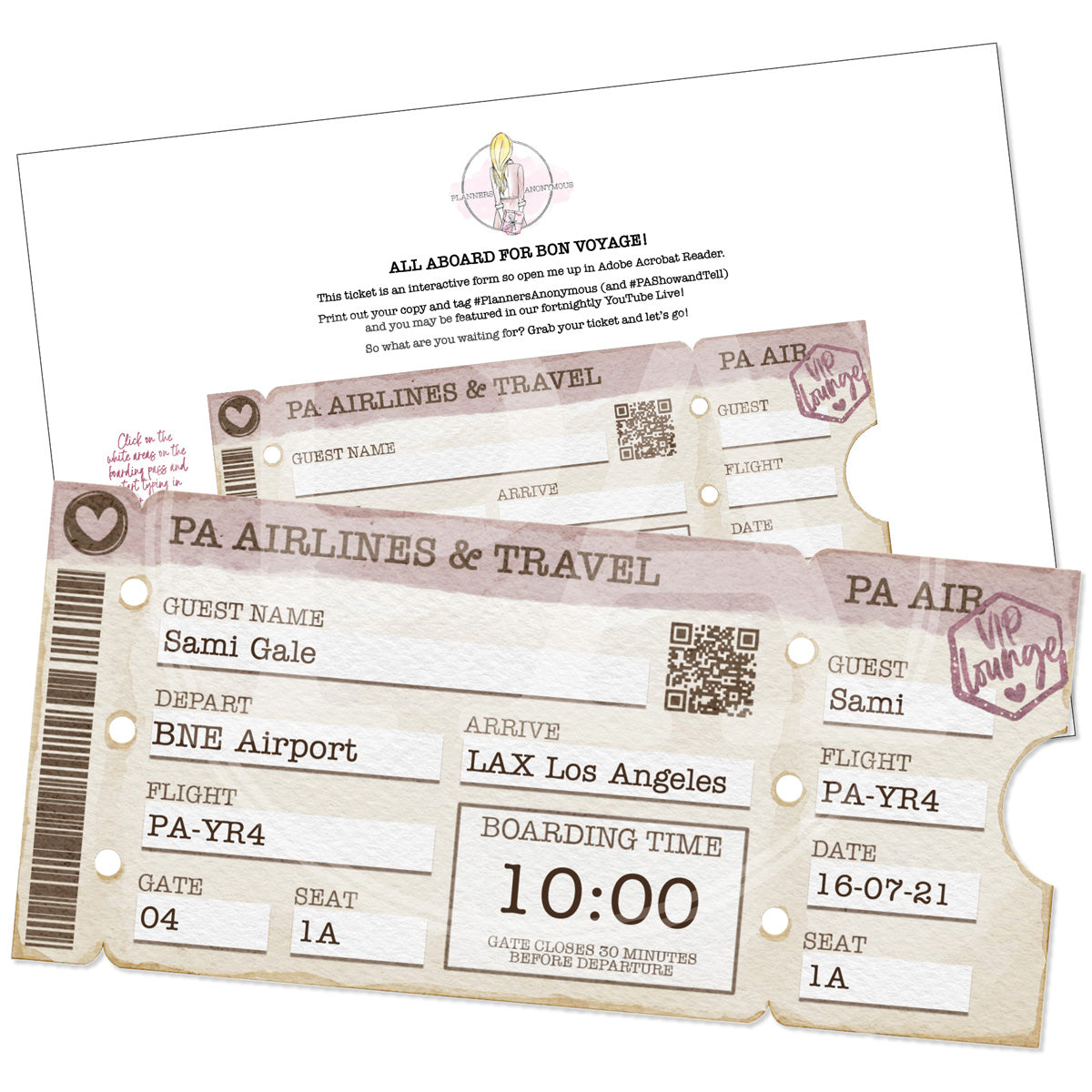 Bon Voyage Boarding Pass Printable