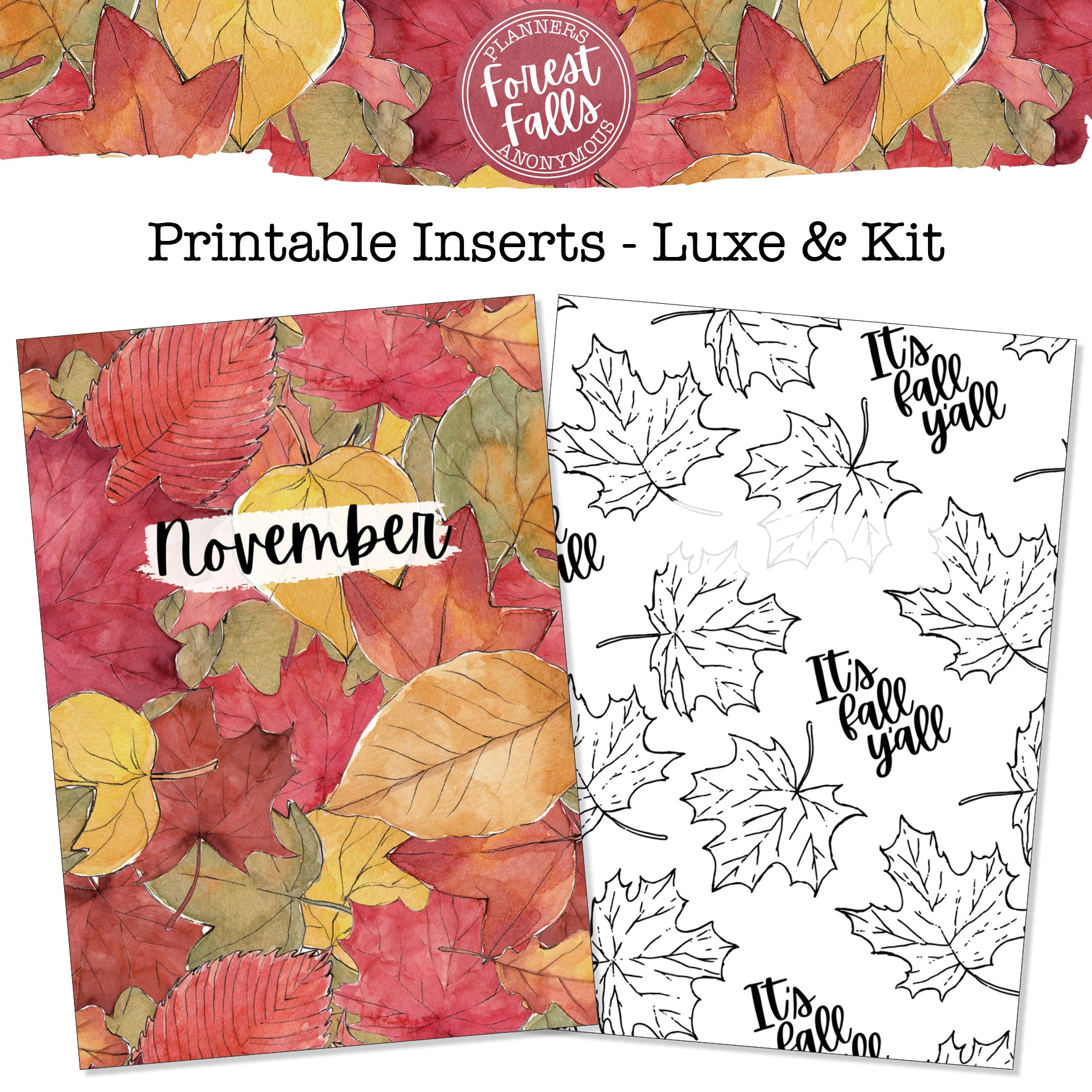 Forest Falls Printable Inserts