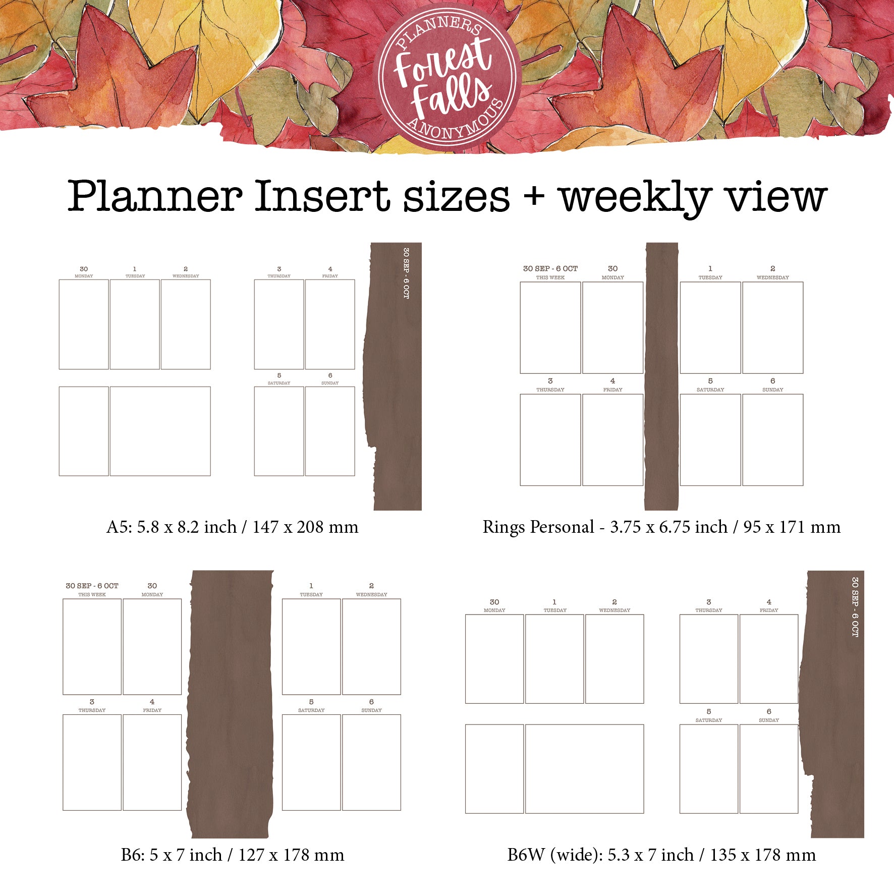 Forest Falls Printable Inserts