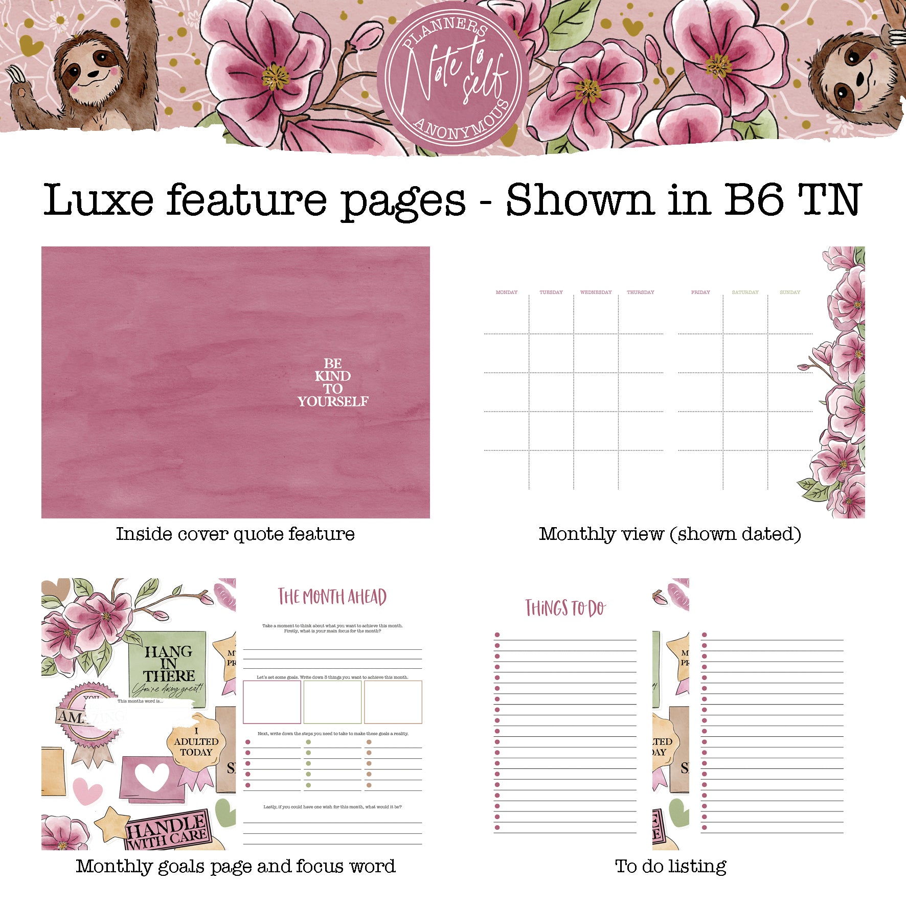 Note To Self Printable Luxe Weekly Inserts