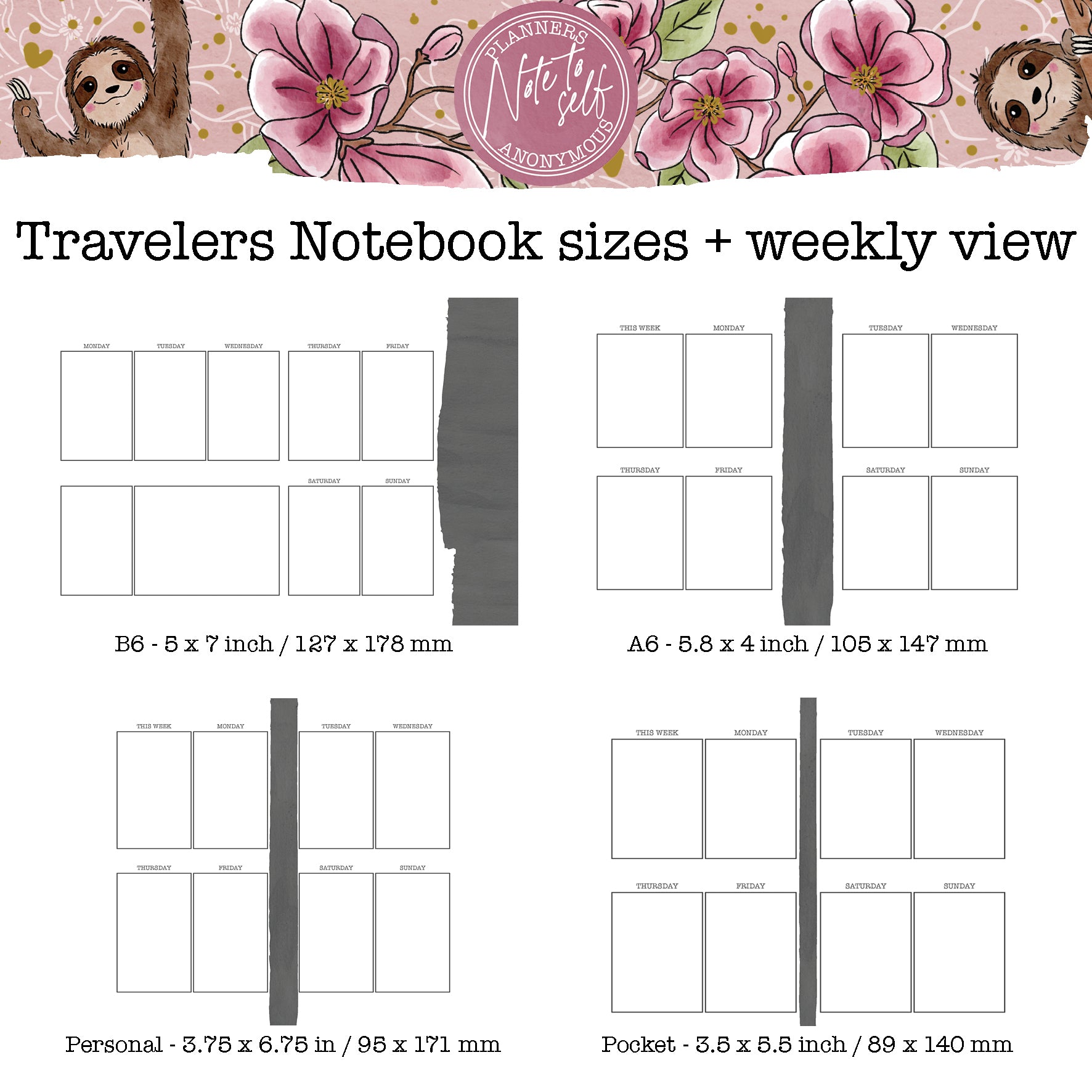 Note To Self Printable Luxe Weekly Inserts