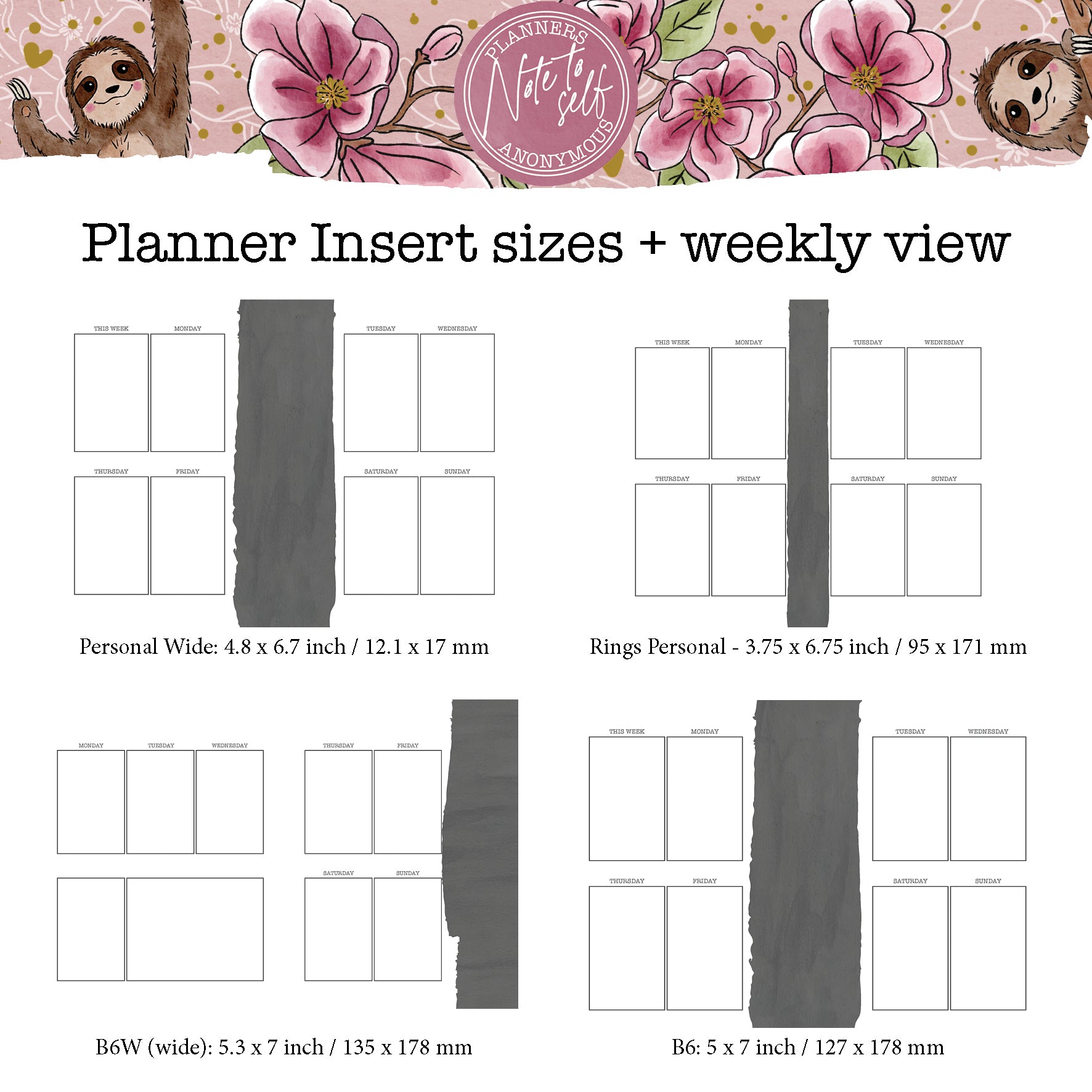 Note To Self Printable Luxe Weekly Inserts