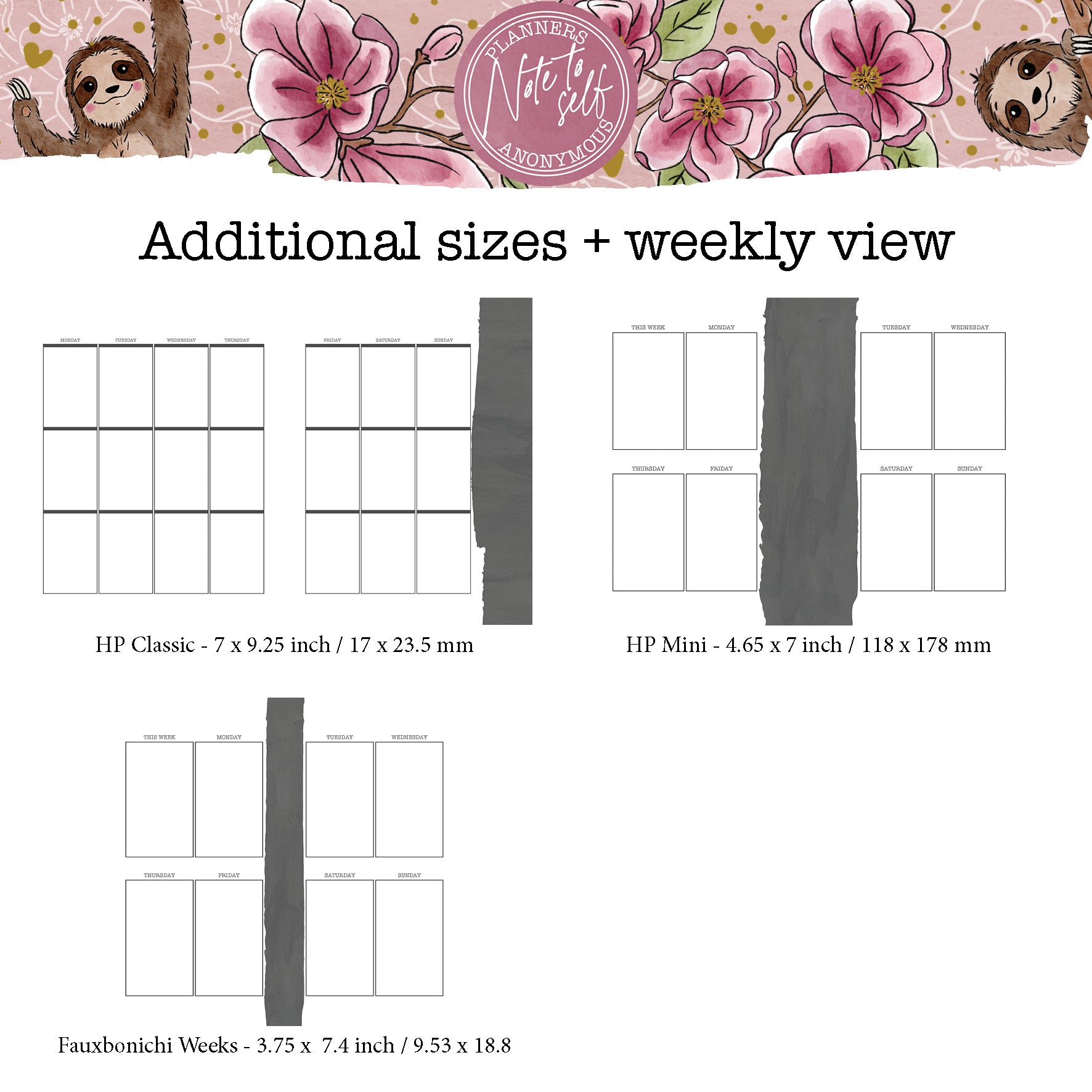Note To Self Printable Luxe Weekly Inserts