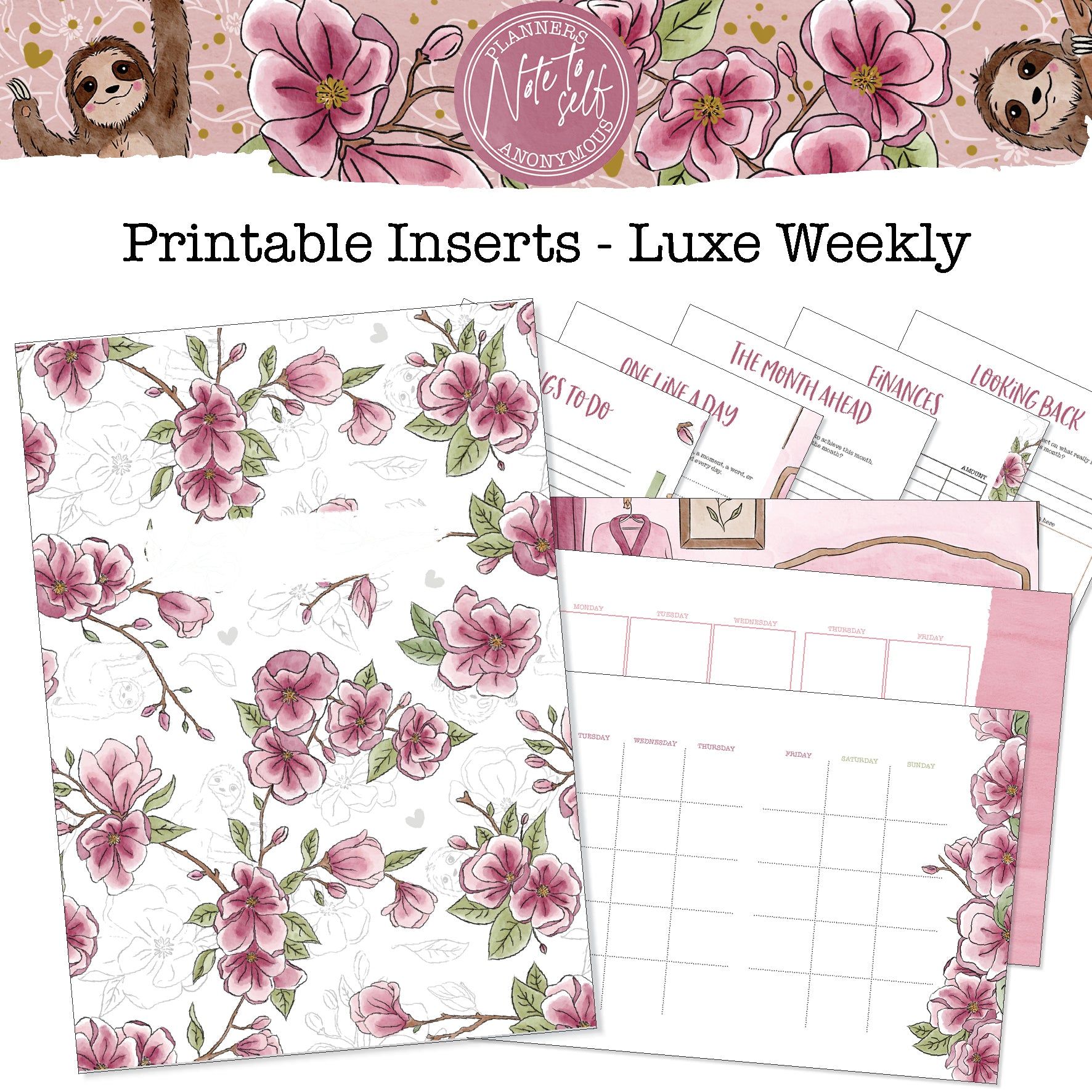 Note To Self Printable Luxe Weekly Inserts
