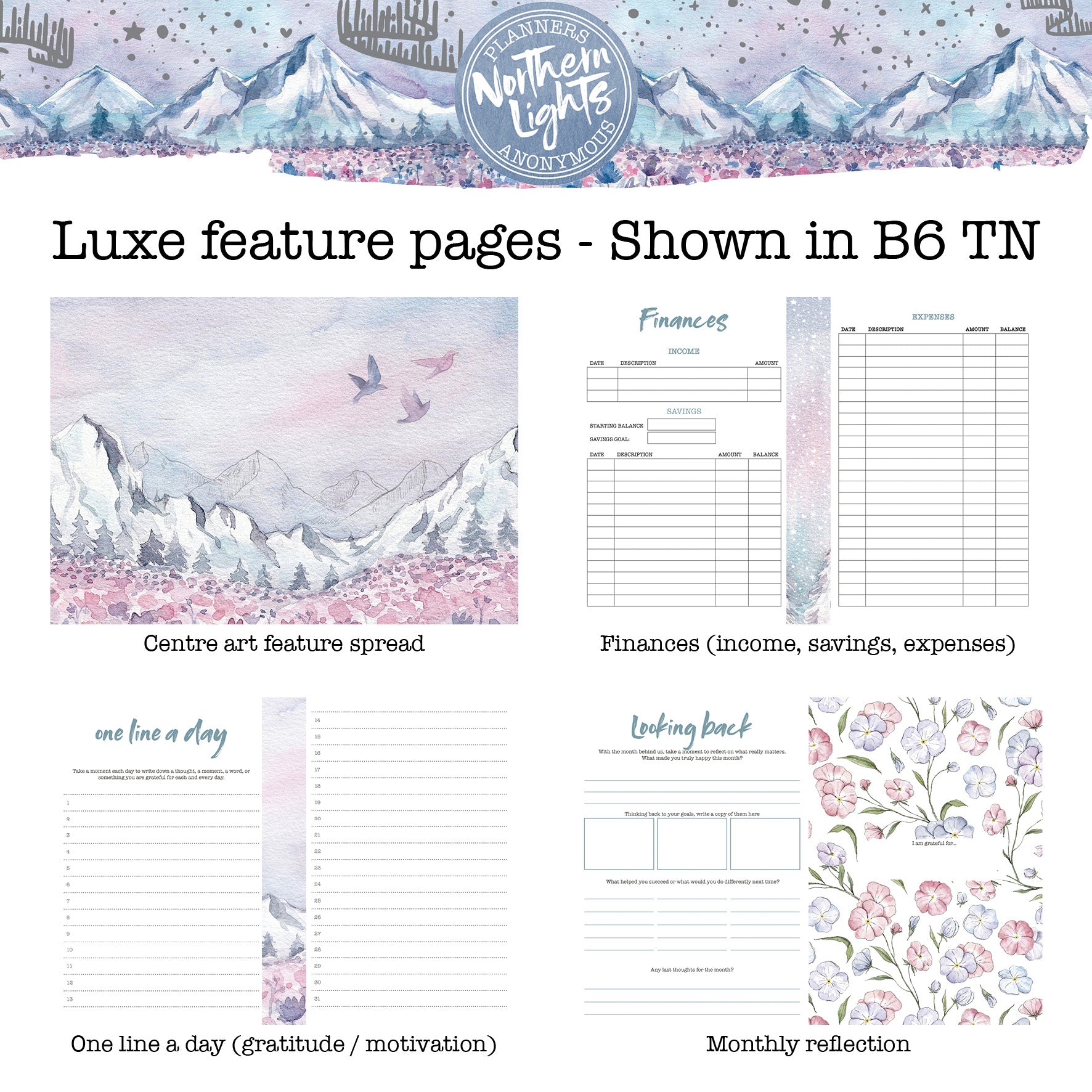 Northern Lights Printable Inserts