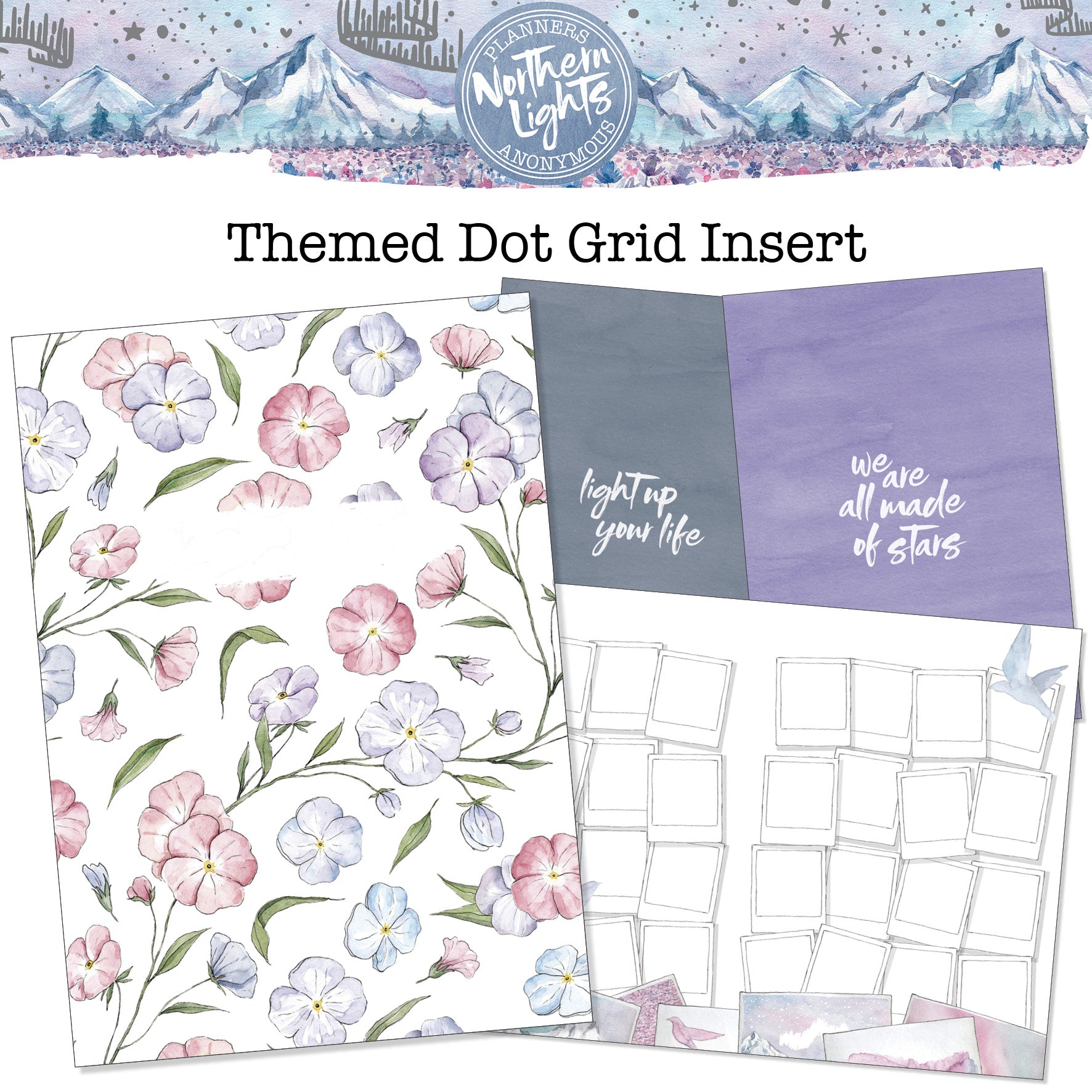 Northern Lights Inserts - Themed Dot Grid Printable