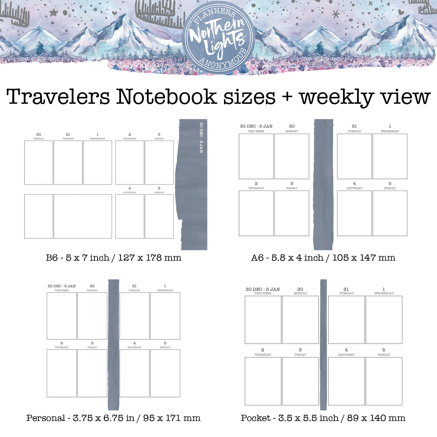 Northern Lights Printable Inserts
