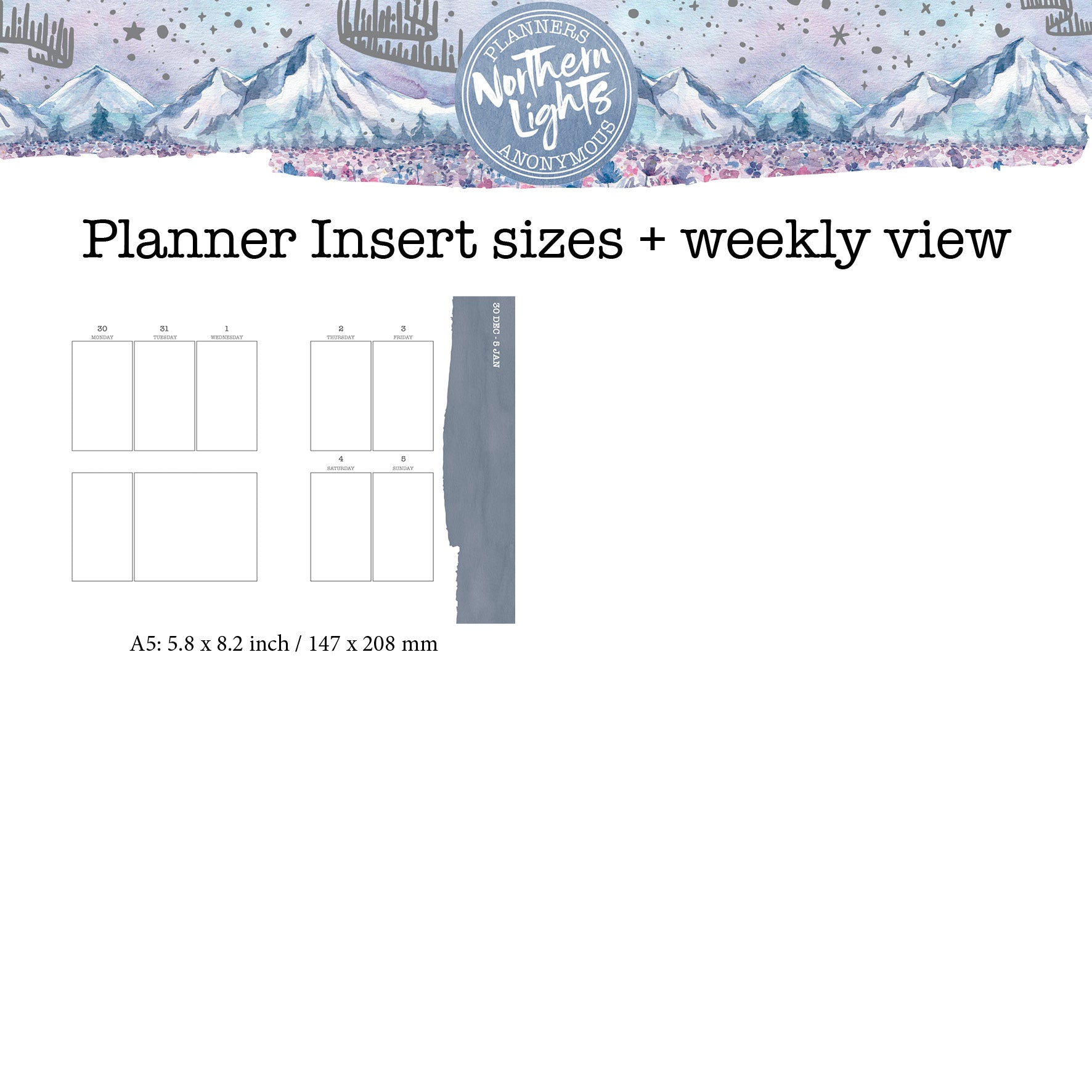 Northern Lights Printable Inserts