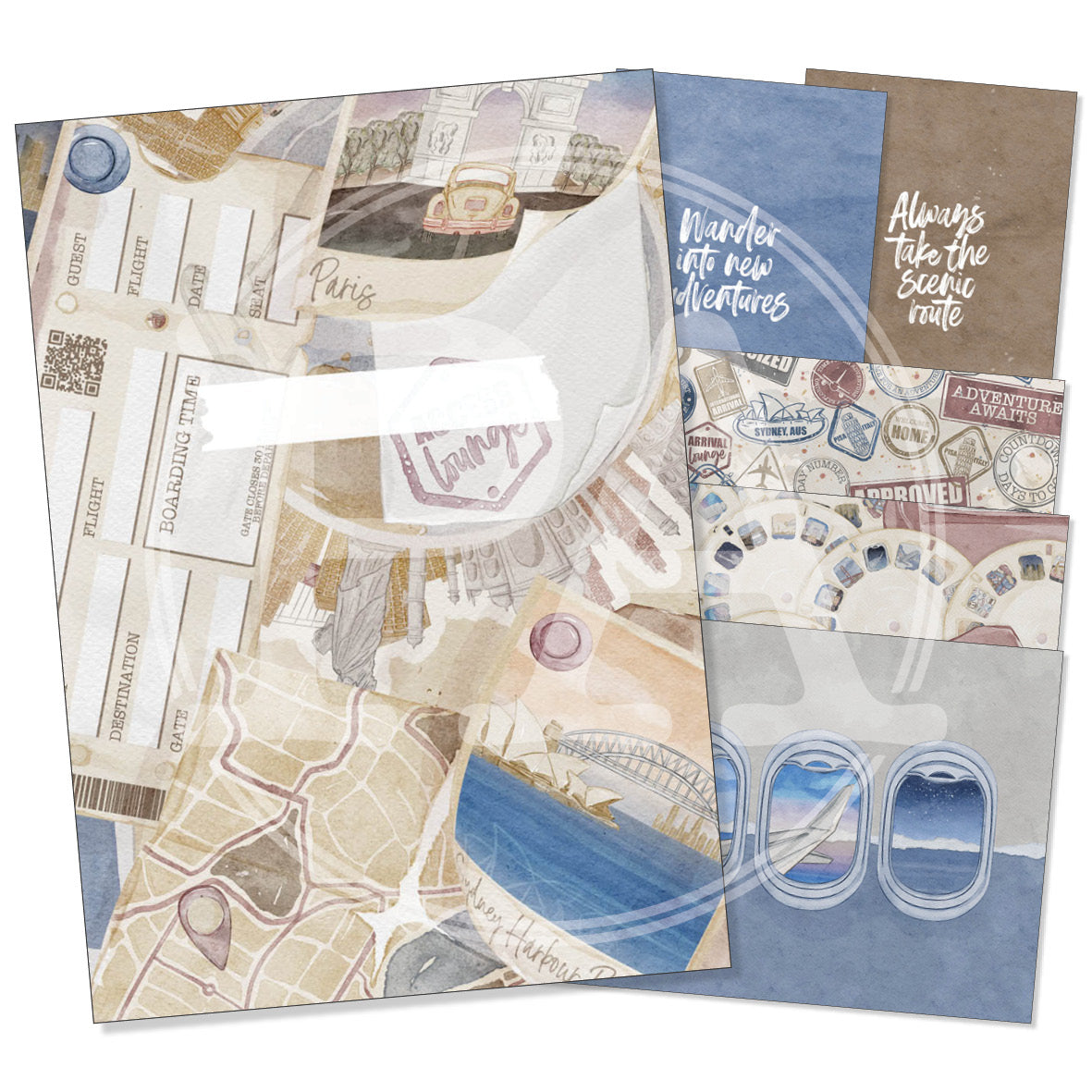Bon Voyage Printable Inserts - Themed Dot Grid