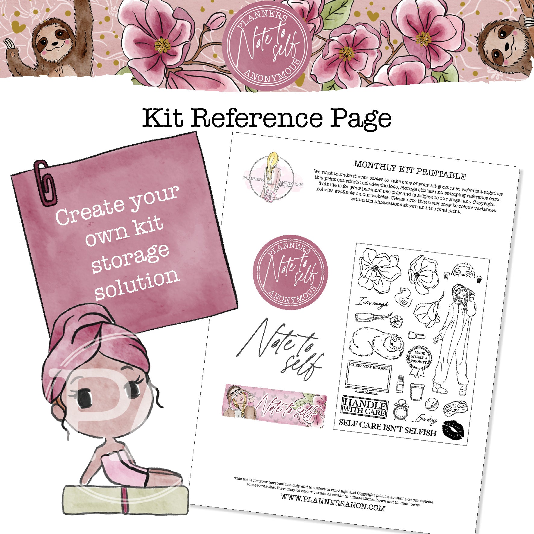 Note to Self Kit Reference Page