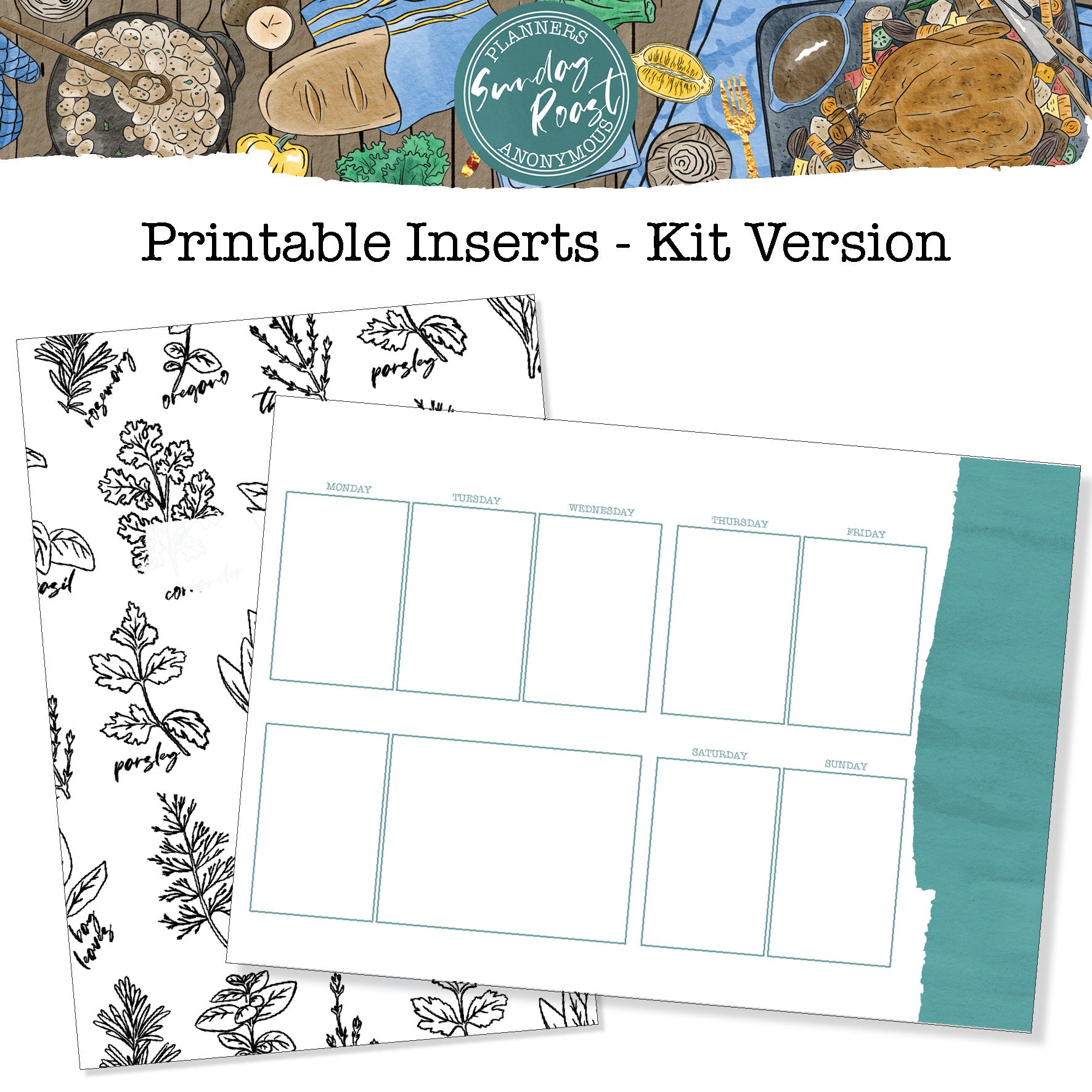 Sunday Roast - Printable Inserts - Kit