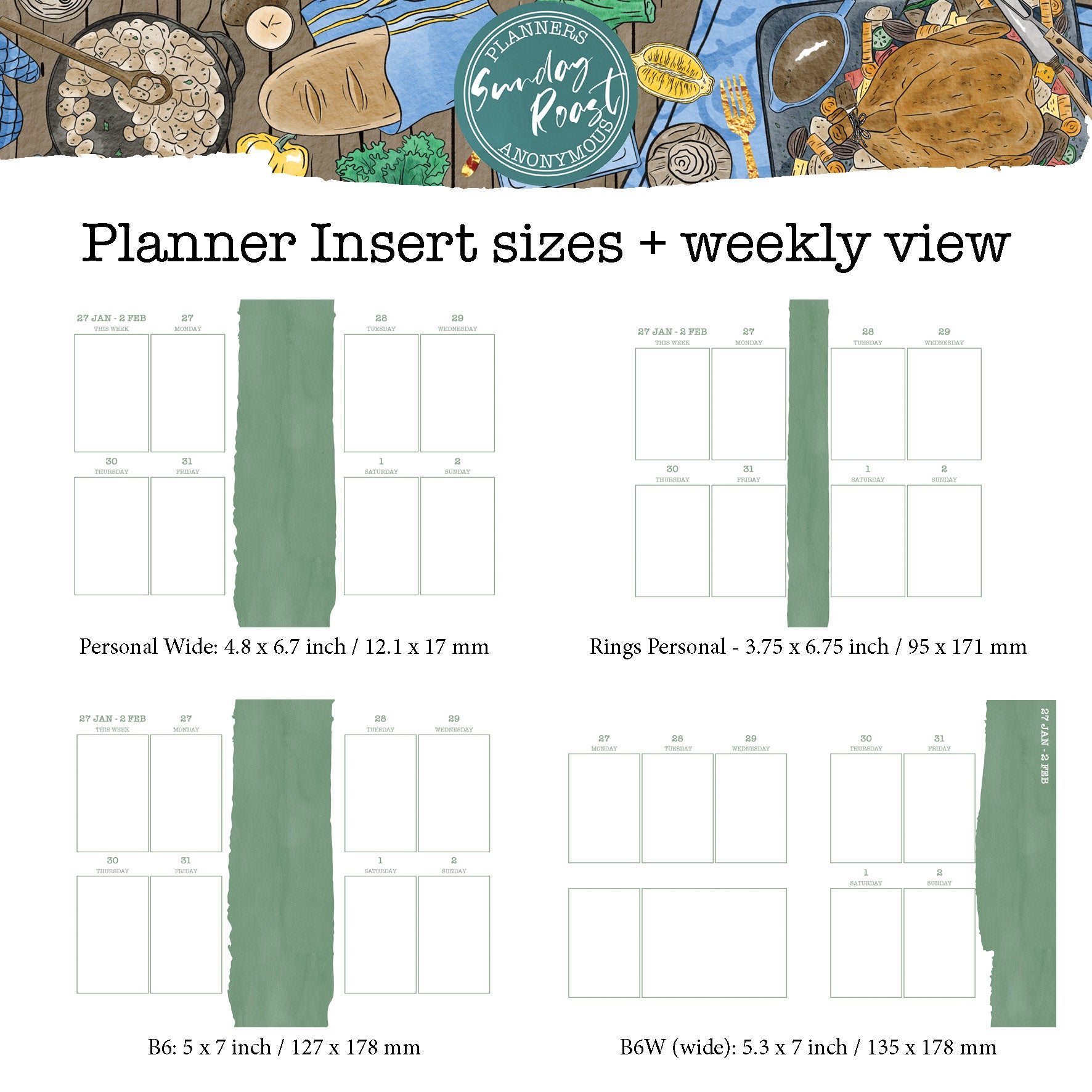 Sunday Roast - Printable Inserts - Luxe Weekly