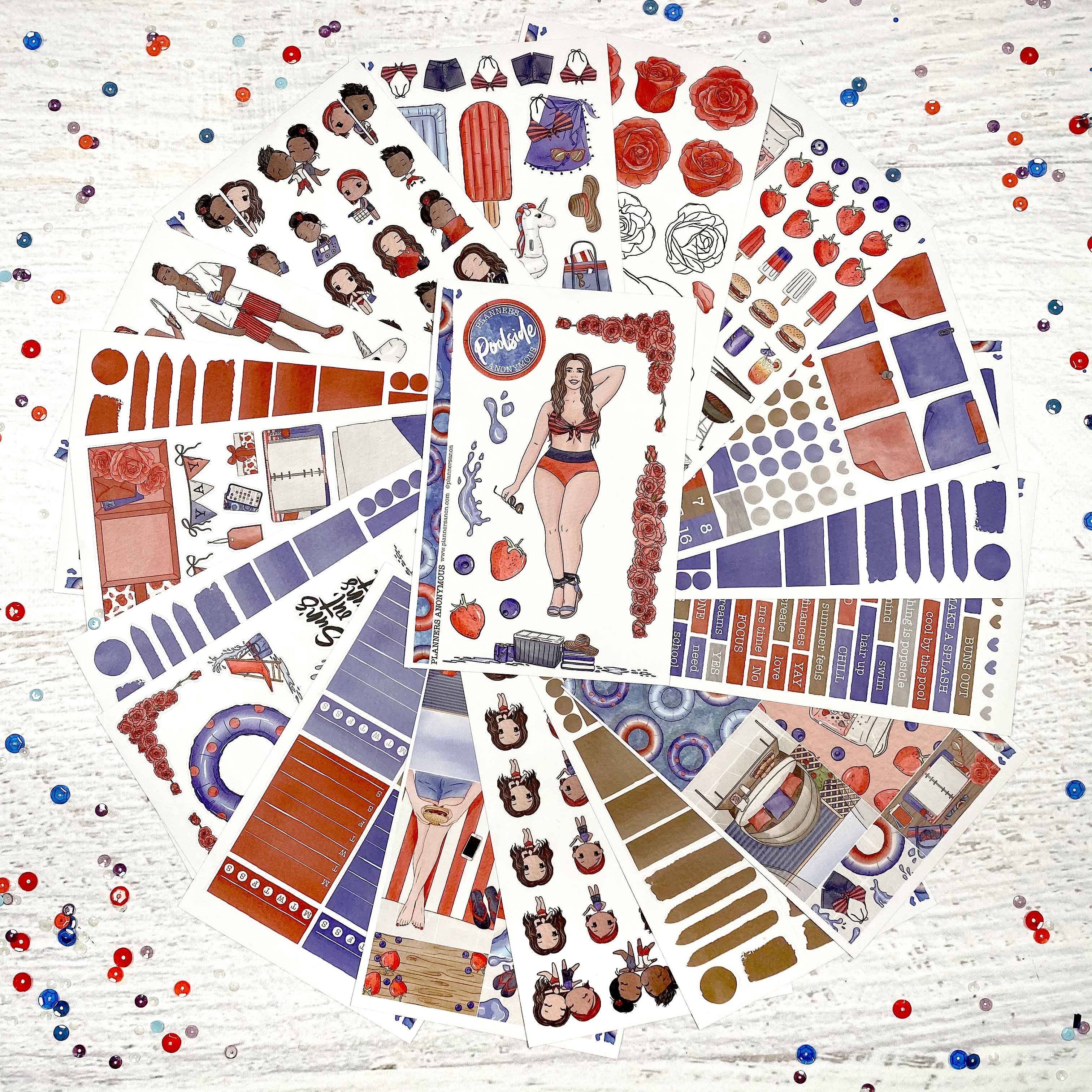 Poolside decorative sticker kit