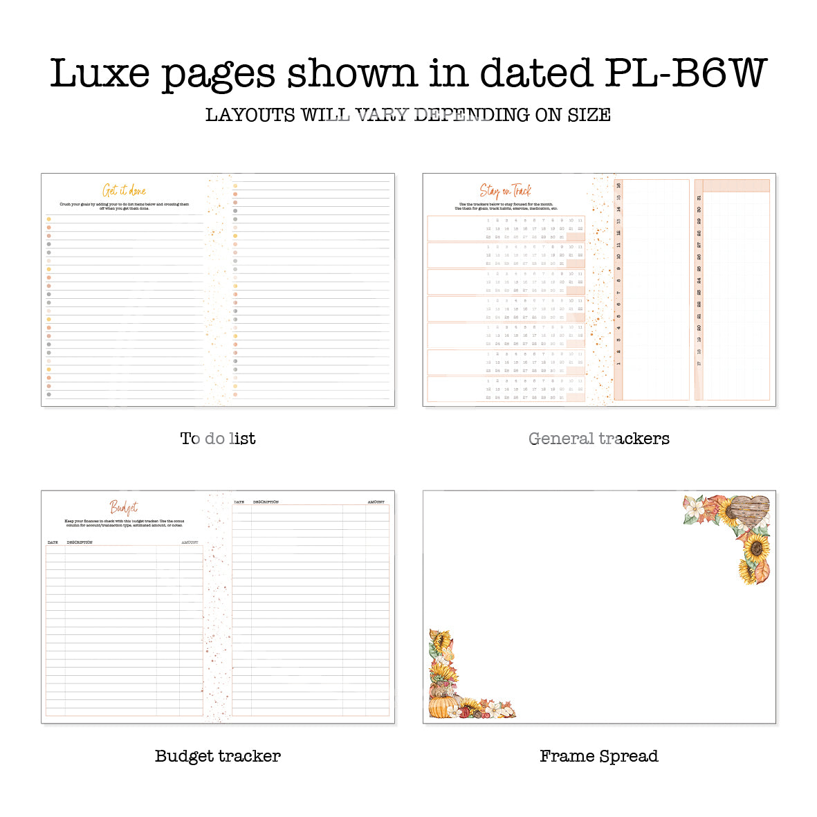 All For Fall Inserts Luxe Weekly Printable