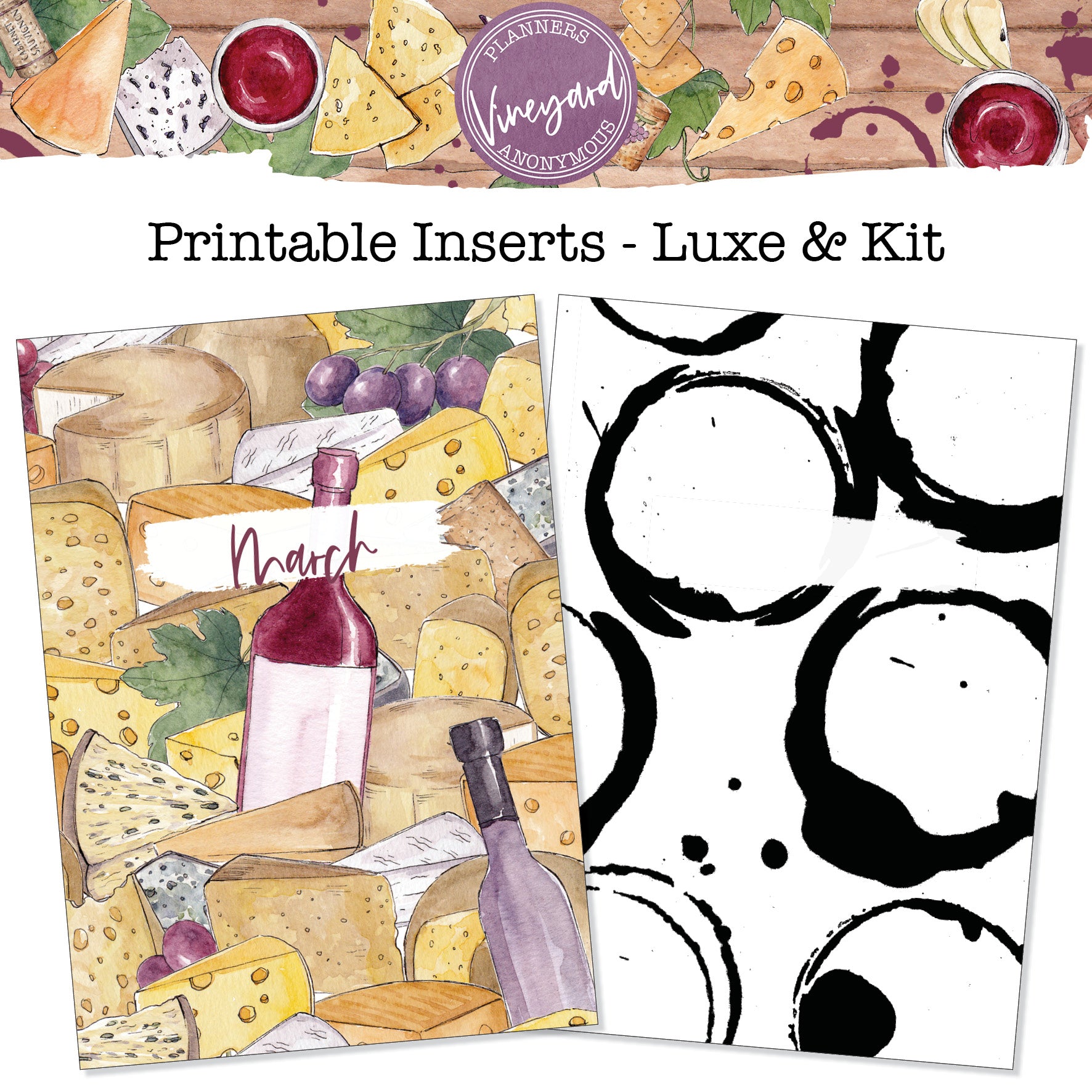 Vineyard Printable Inserts