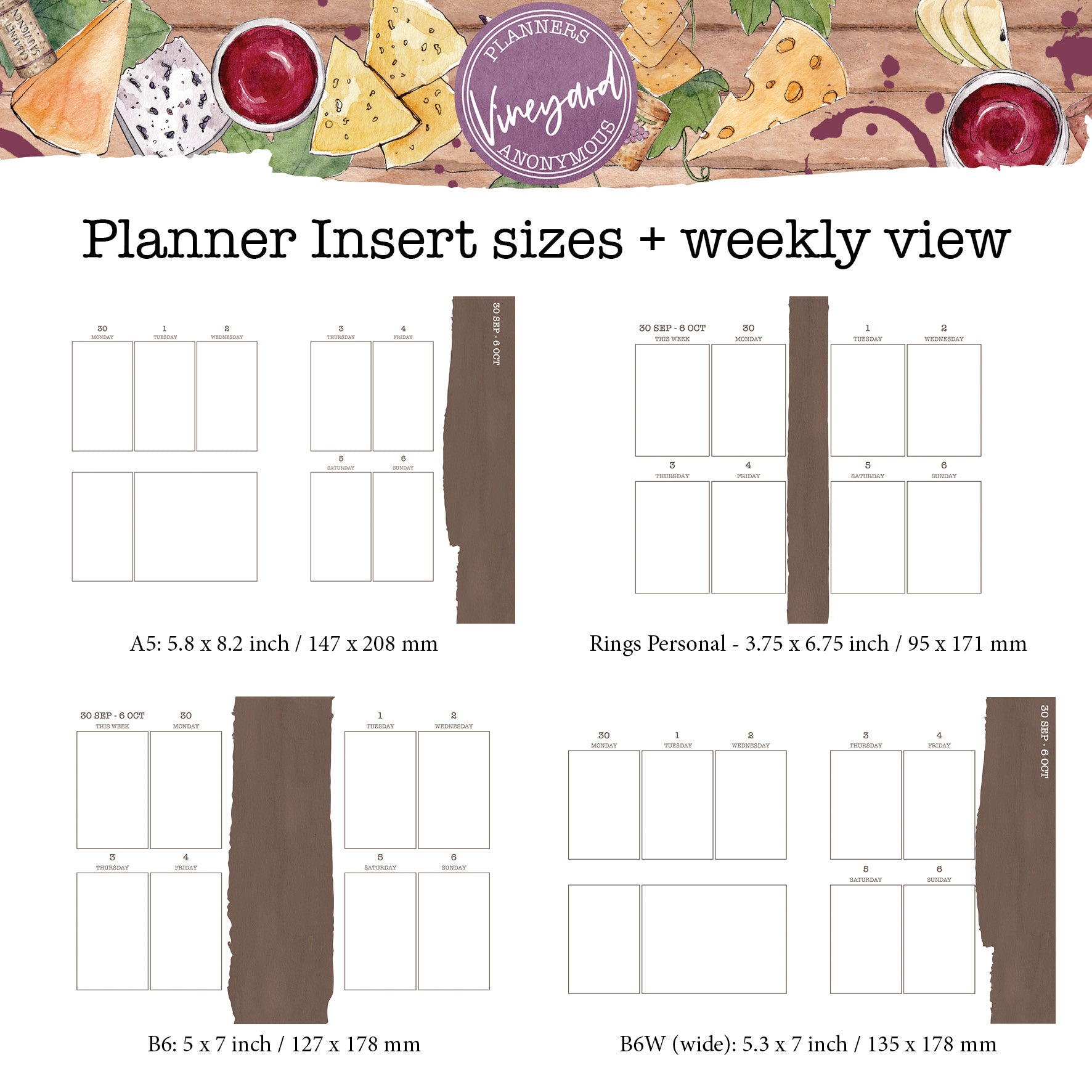 Vineyard Printable Inserts