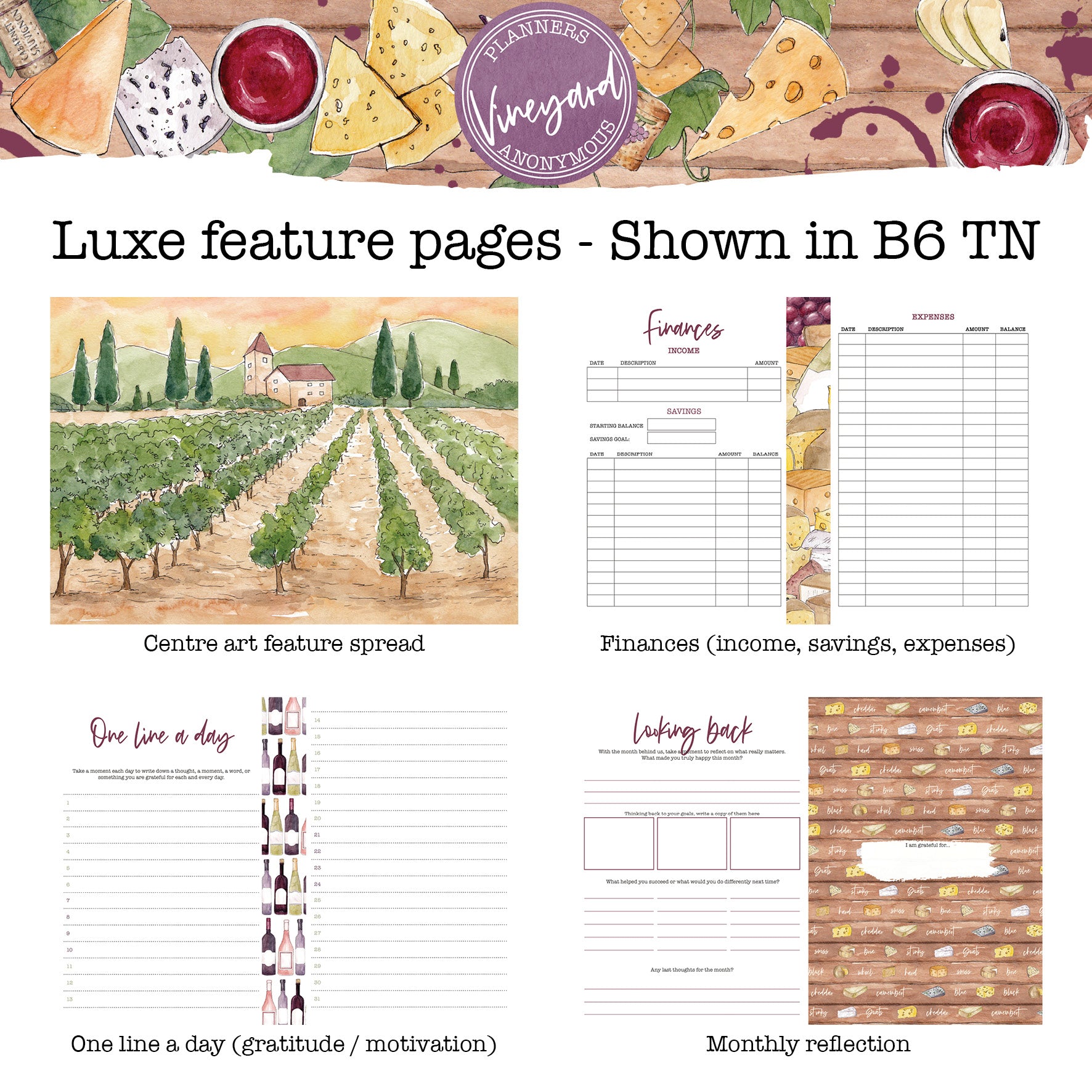 Vineyard Printable Inserts