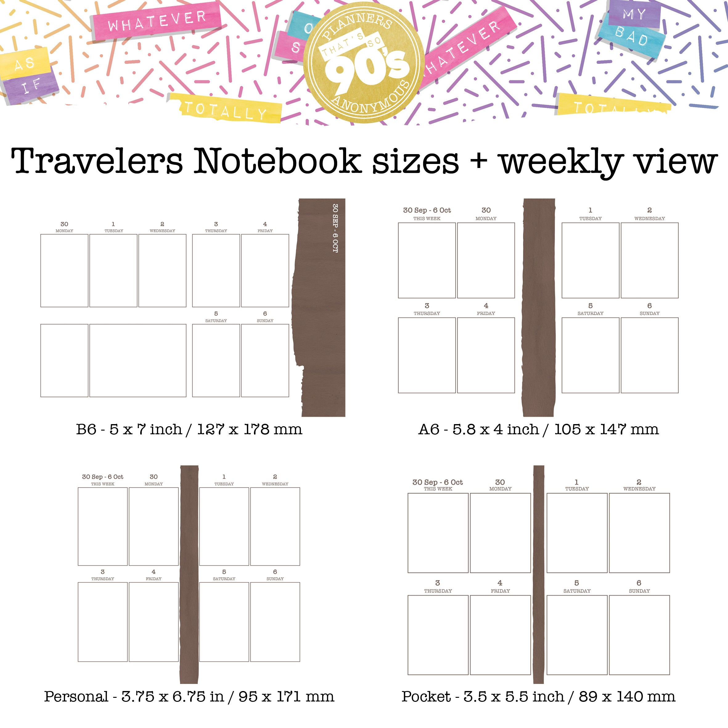 That's So 90s Monthly Printable Inserts