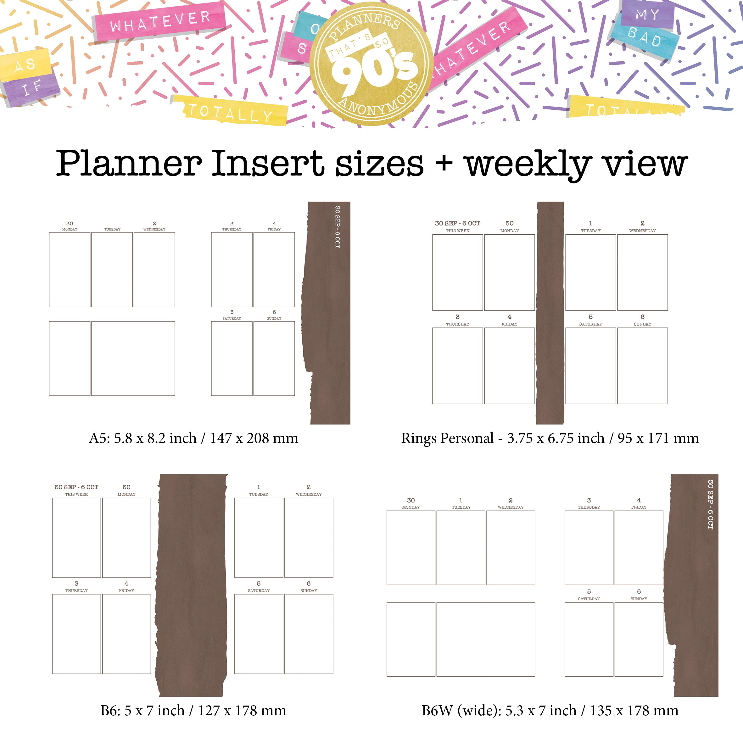That's So 90s Monthly Printable Inserts