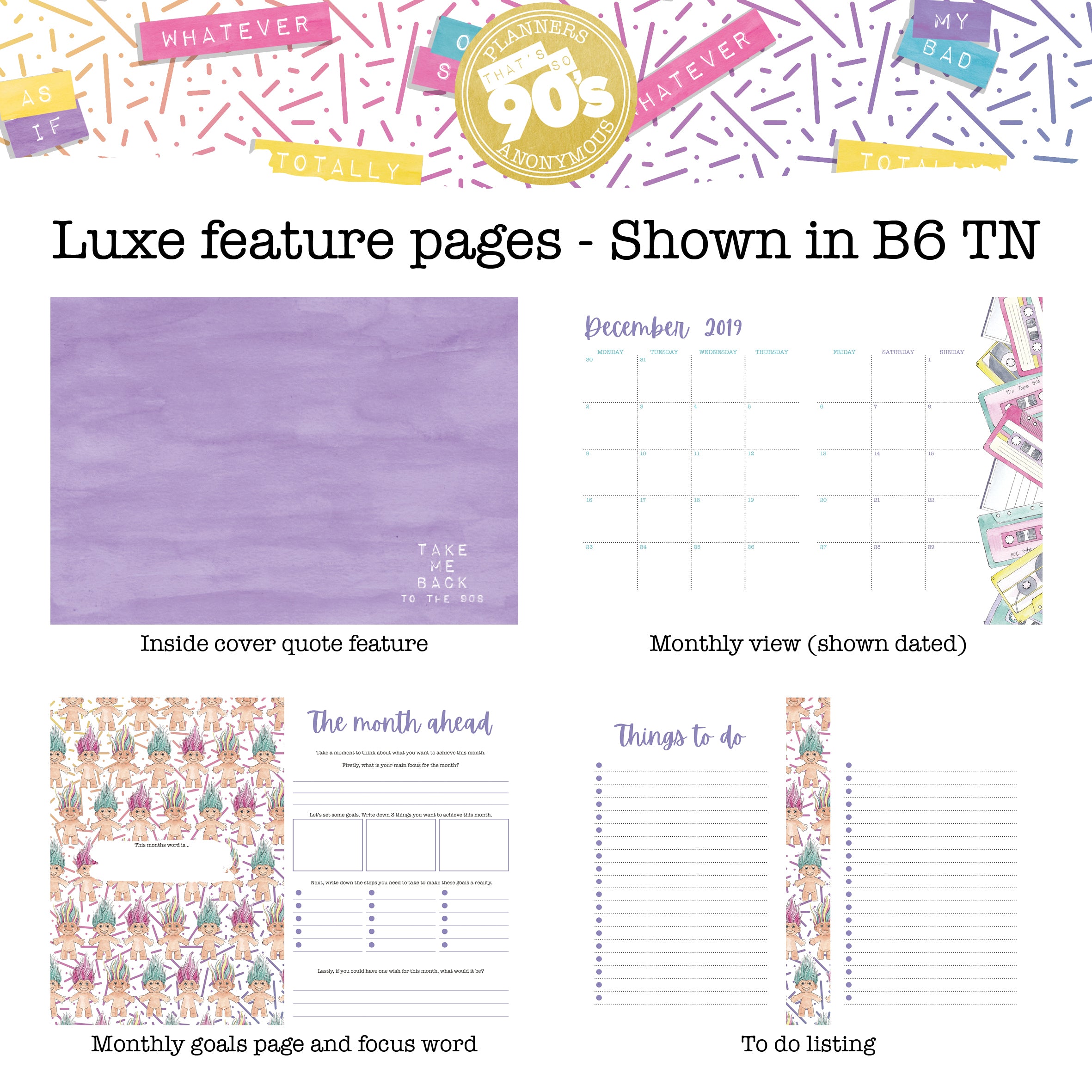 That's So 90s Monthly Printable Inserts