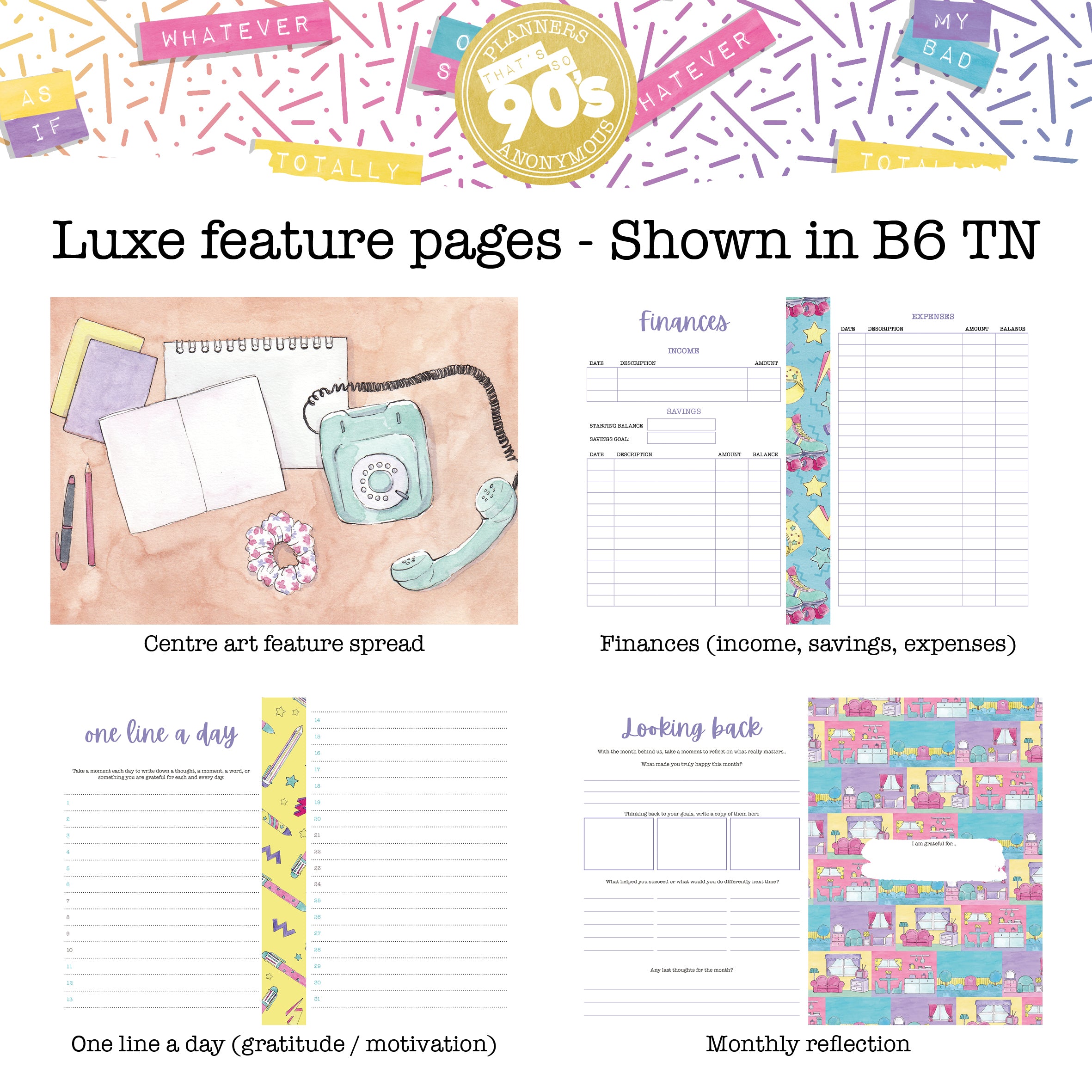 That's So 90s Monthly Printable Inserts