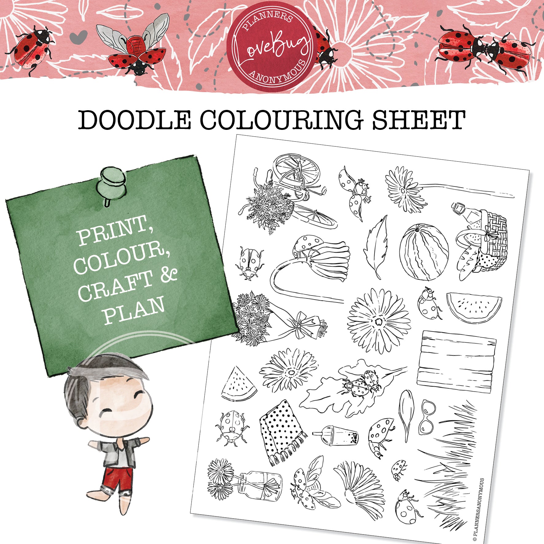 Love Bug Colouring Sheet