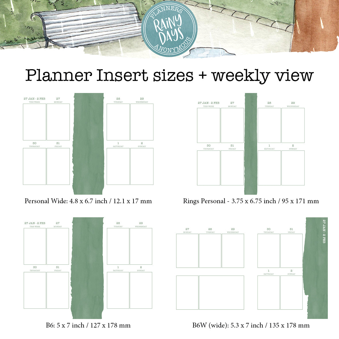Rainy Days Printable Inserts