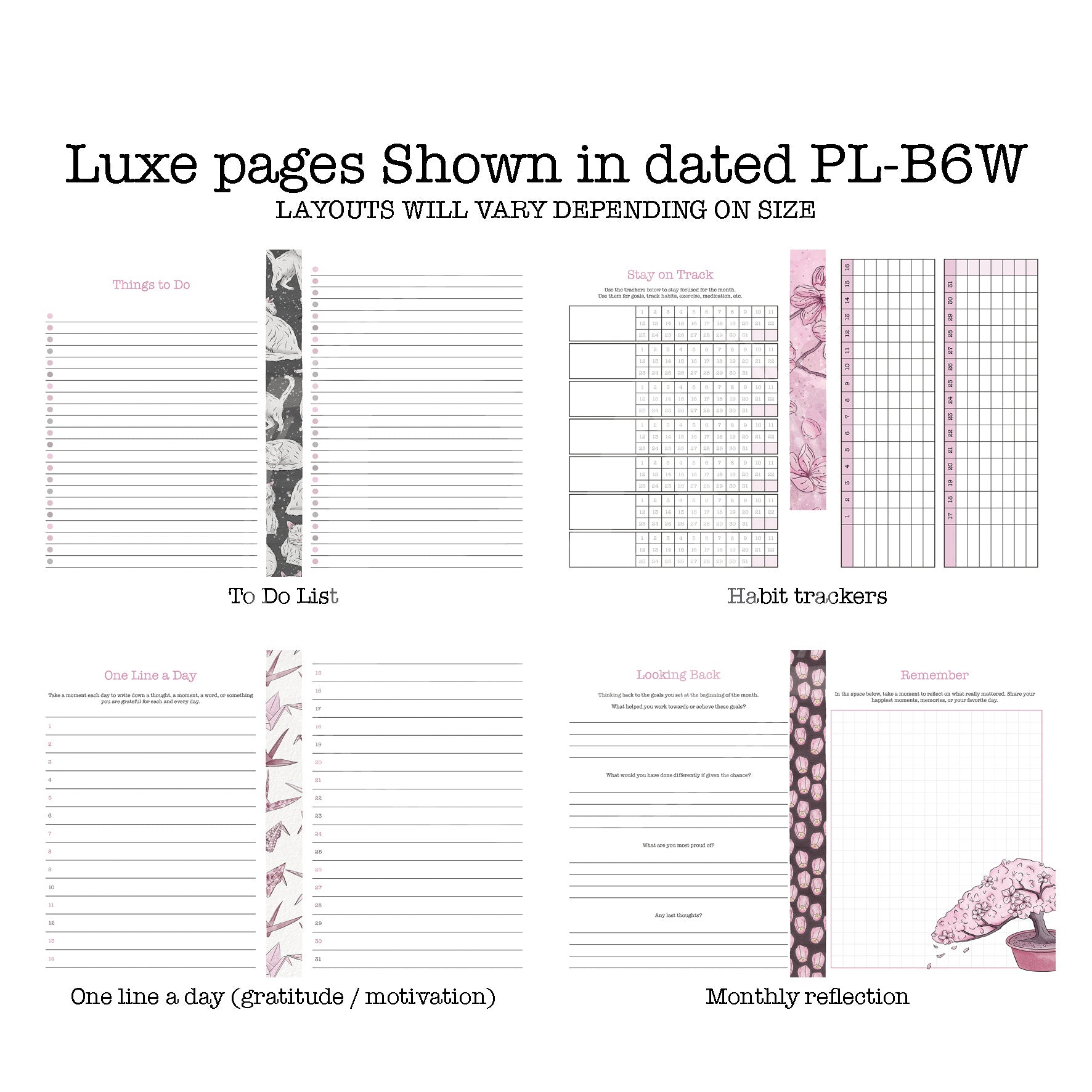 Sakura Printable Luxe Weekly Inserts