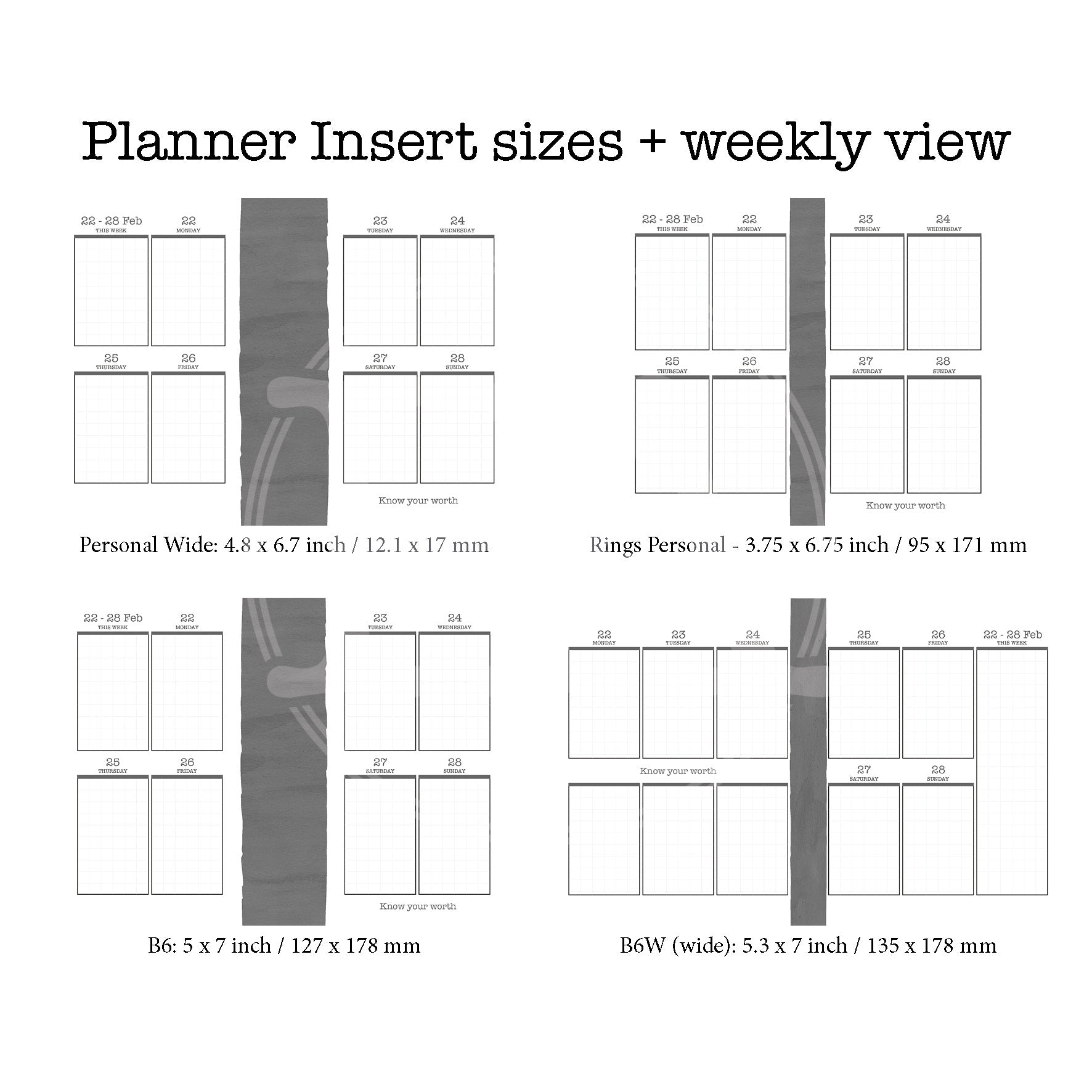 Sakura Printable Luxe Weekly Inserts