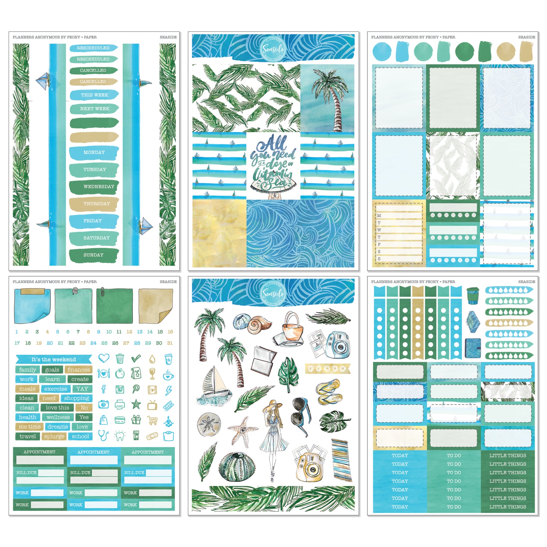 Seaside - Weekly Sticker Kit