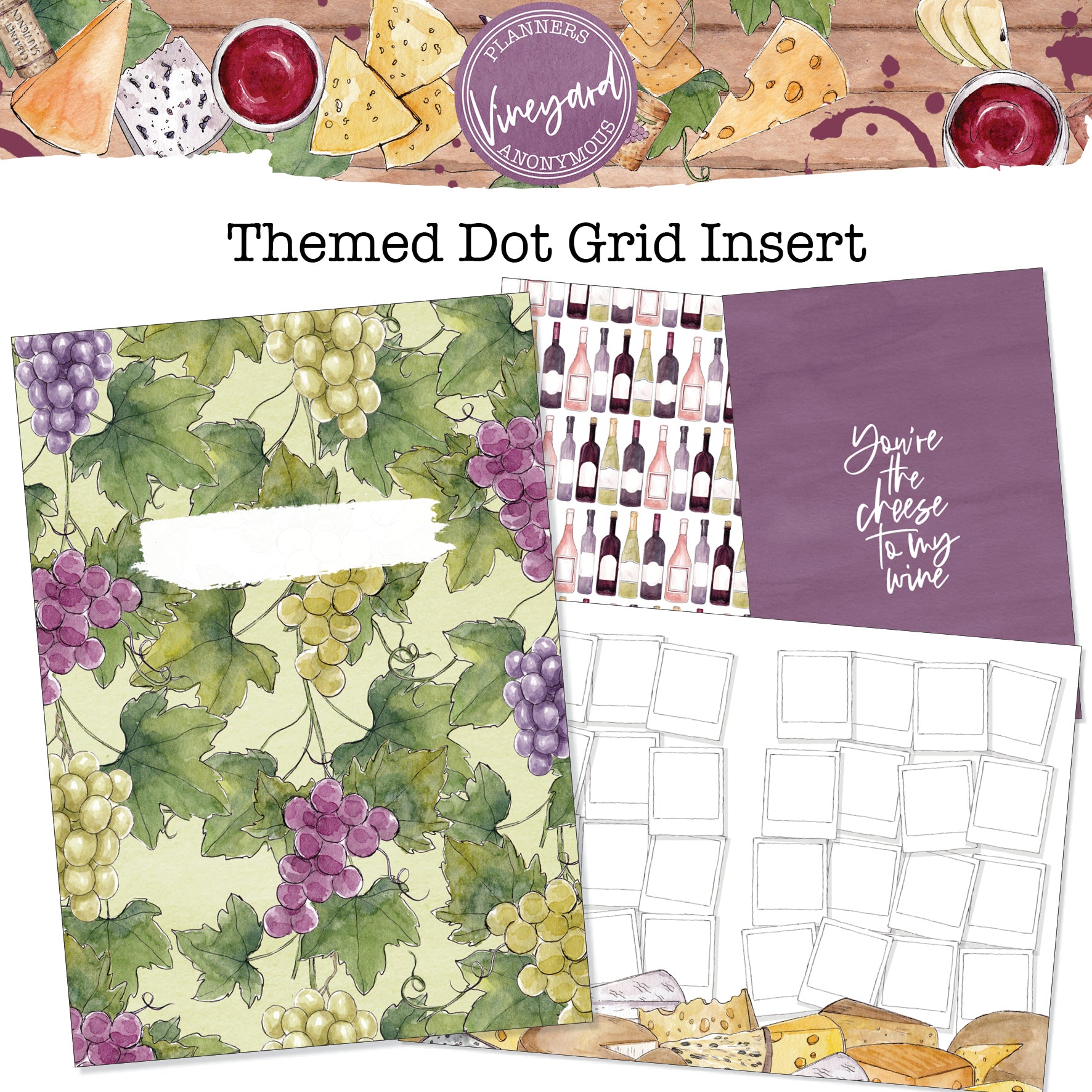Vineyard Inserts - Themed Dot Grid Printable