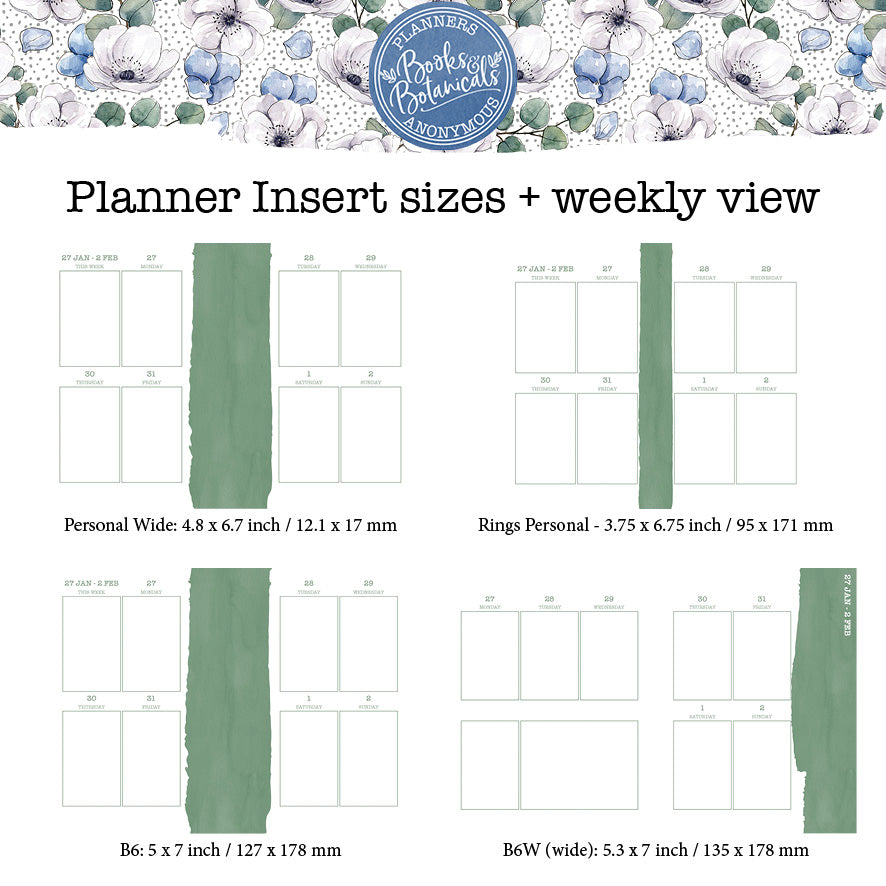 Books and Botanicals Printable Inserts