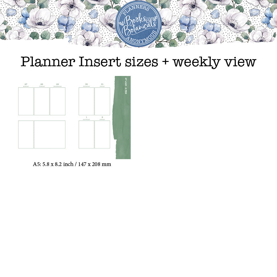 Books and Botanicals Printable Inserts