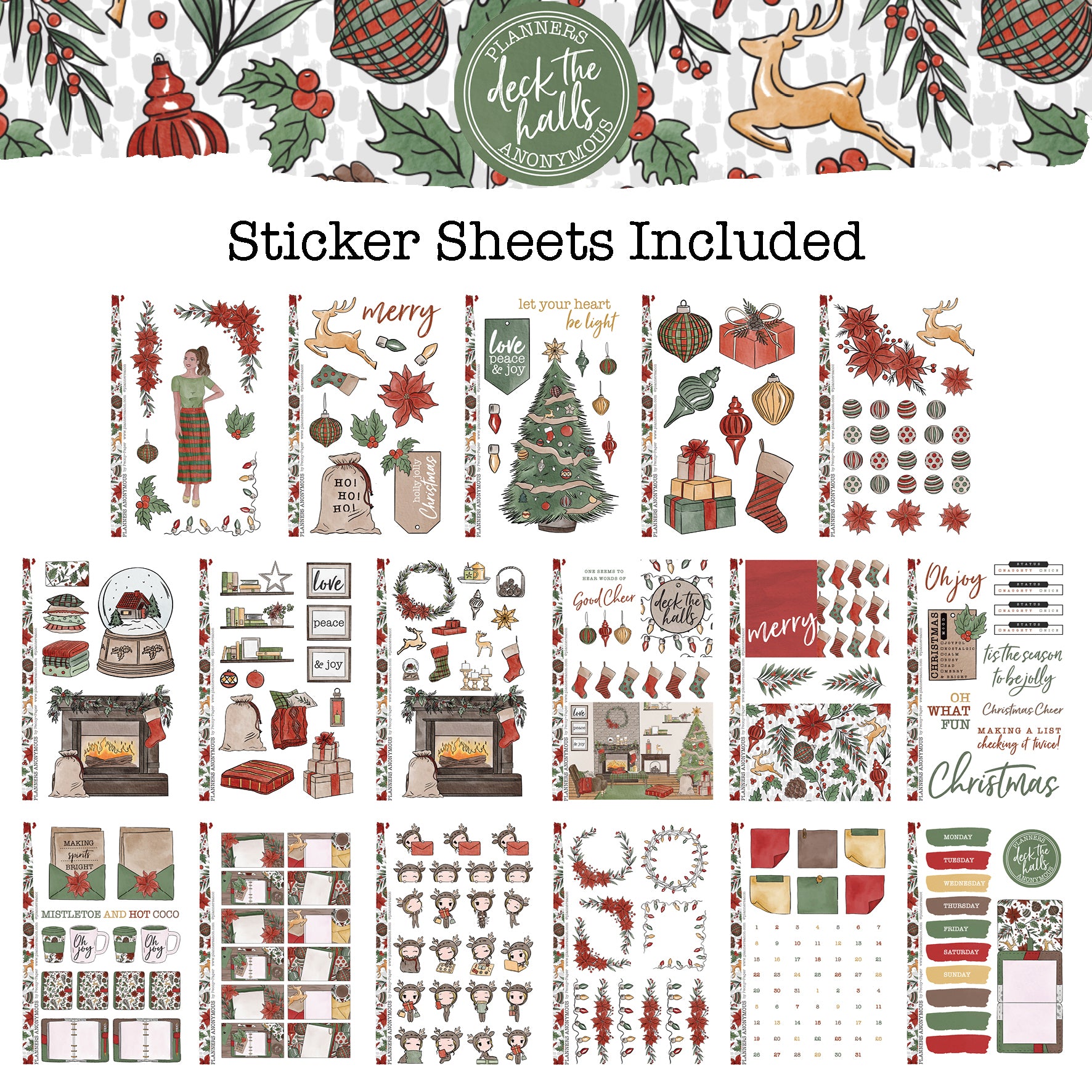 Deck the Halls Deco Printable Sticker Kit