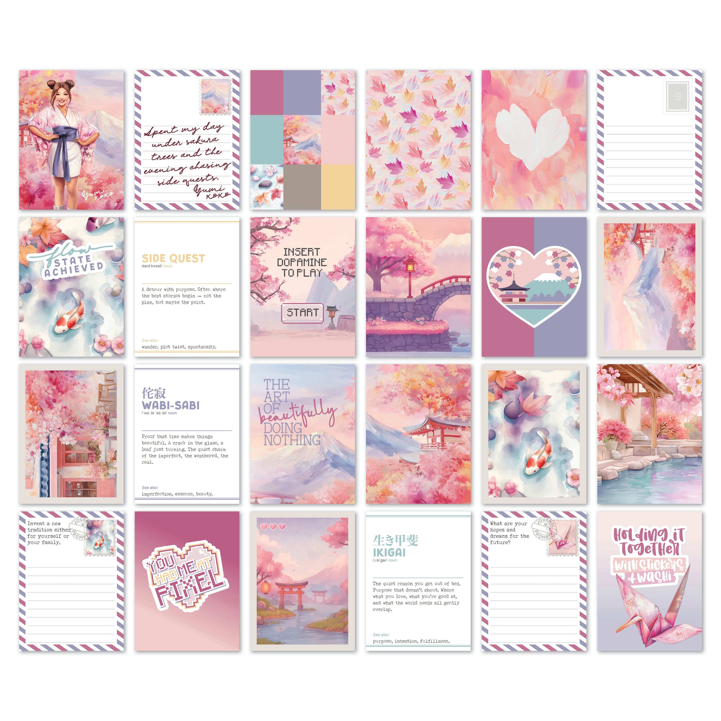 PC06: Sakura Sunsets Journal Card Printable-(US)