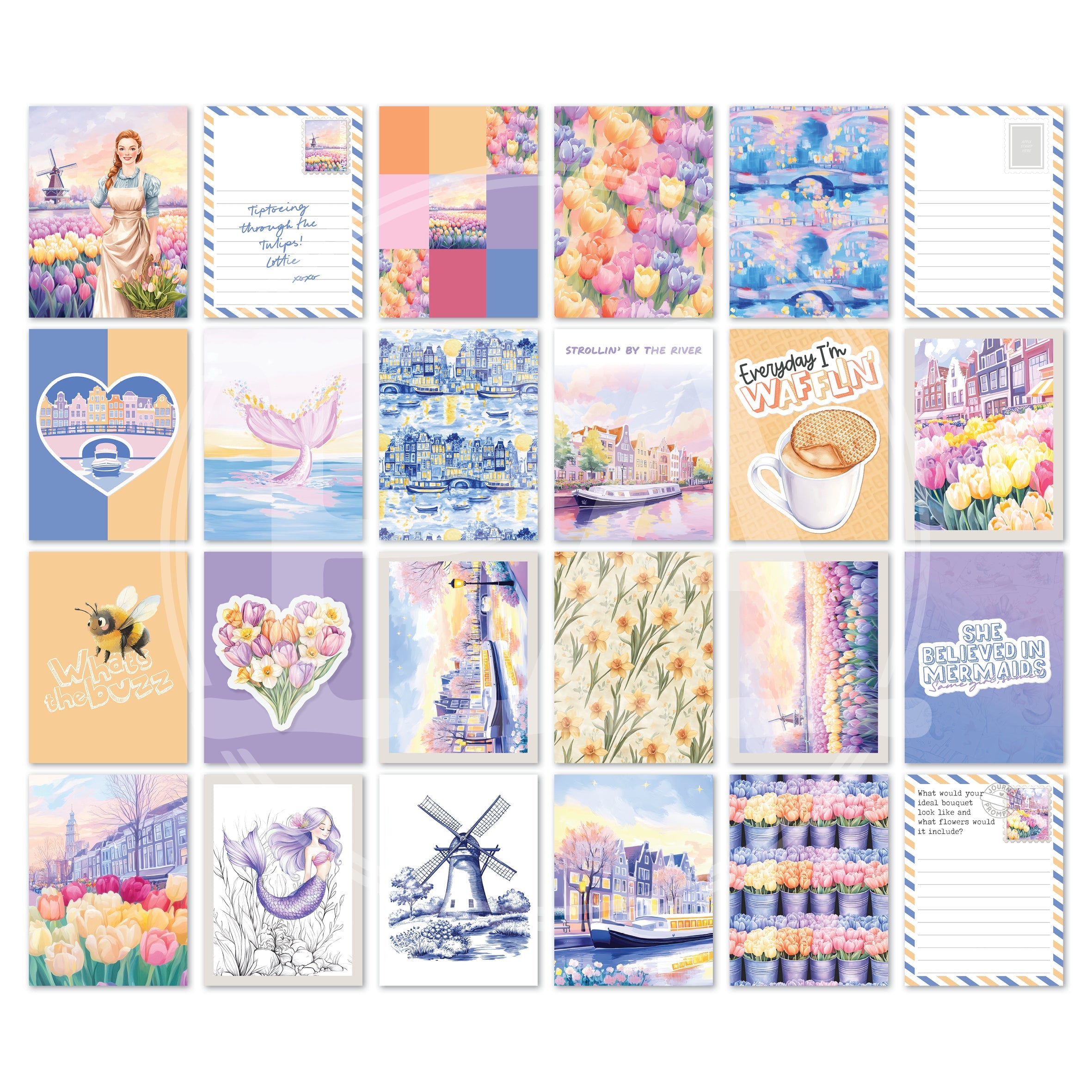 PC02: Tulip Tales Journal Card Printable-(US)