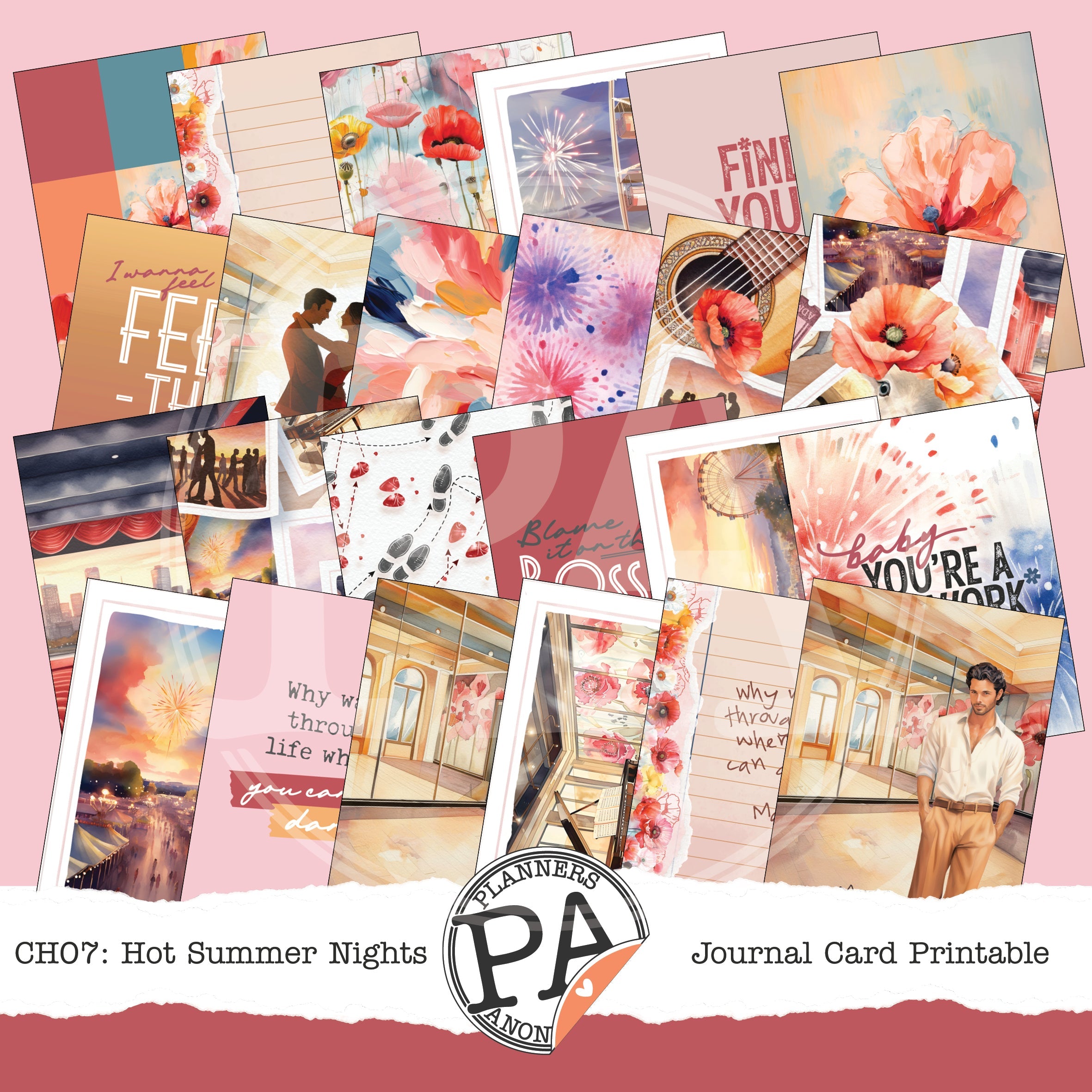 CH07: Hot Summer Nights Journal Card Printable-(US)