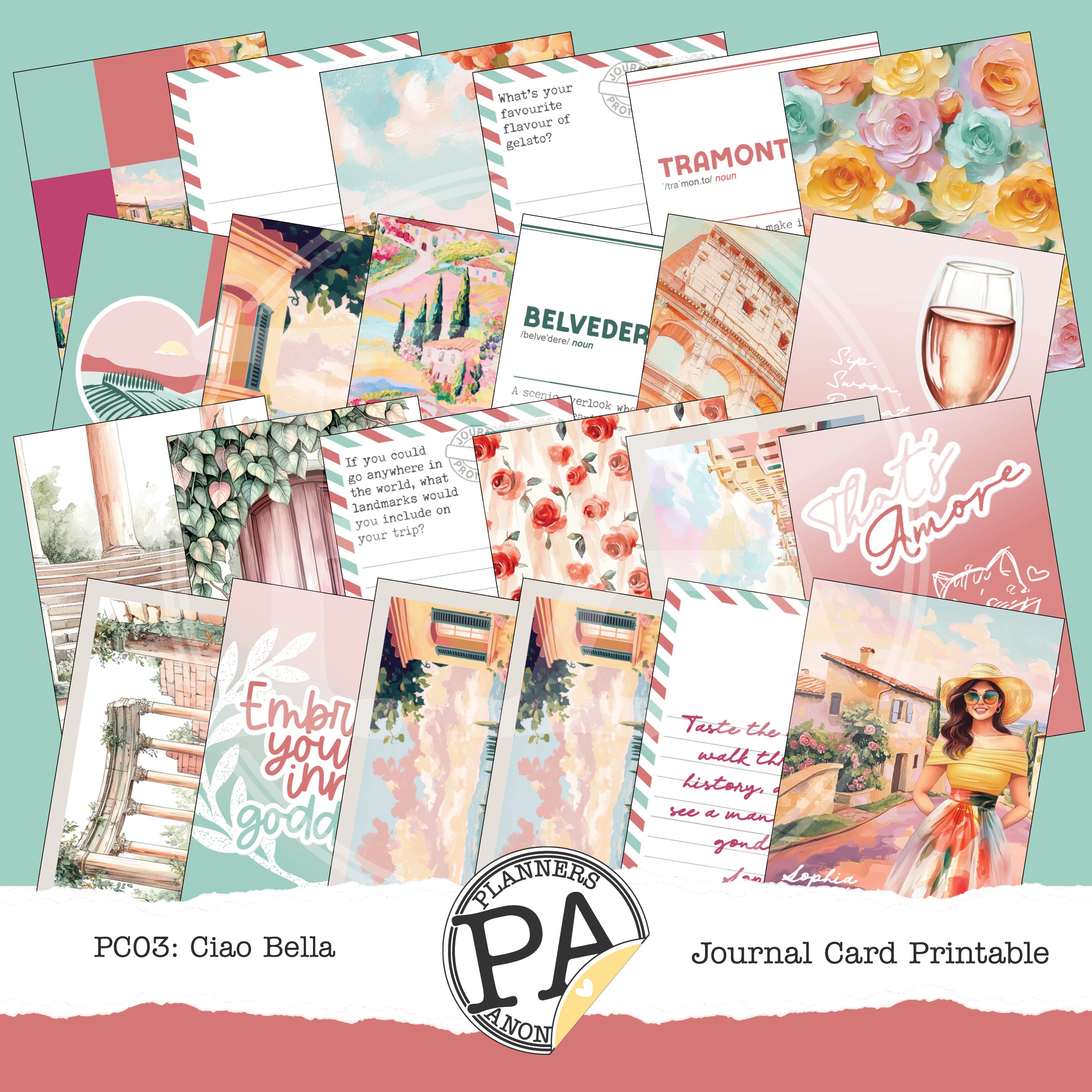 PC03: Ciao Bella Journal Card Printable-(US)