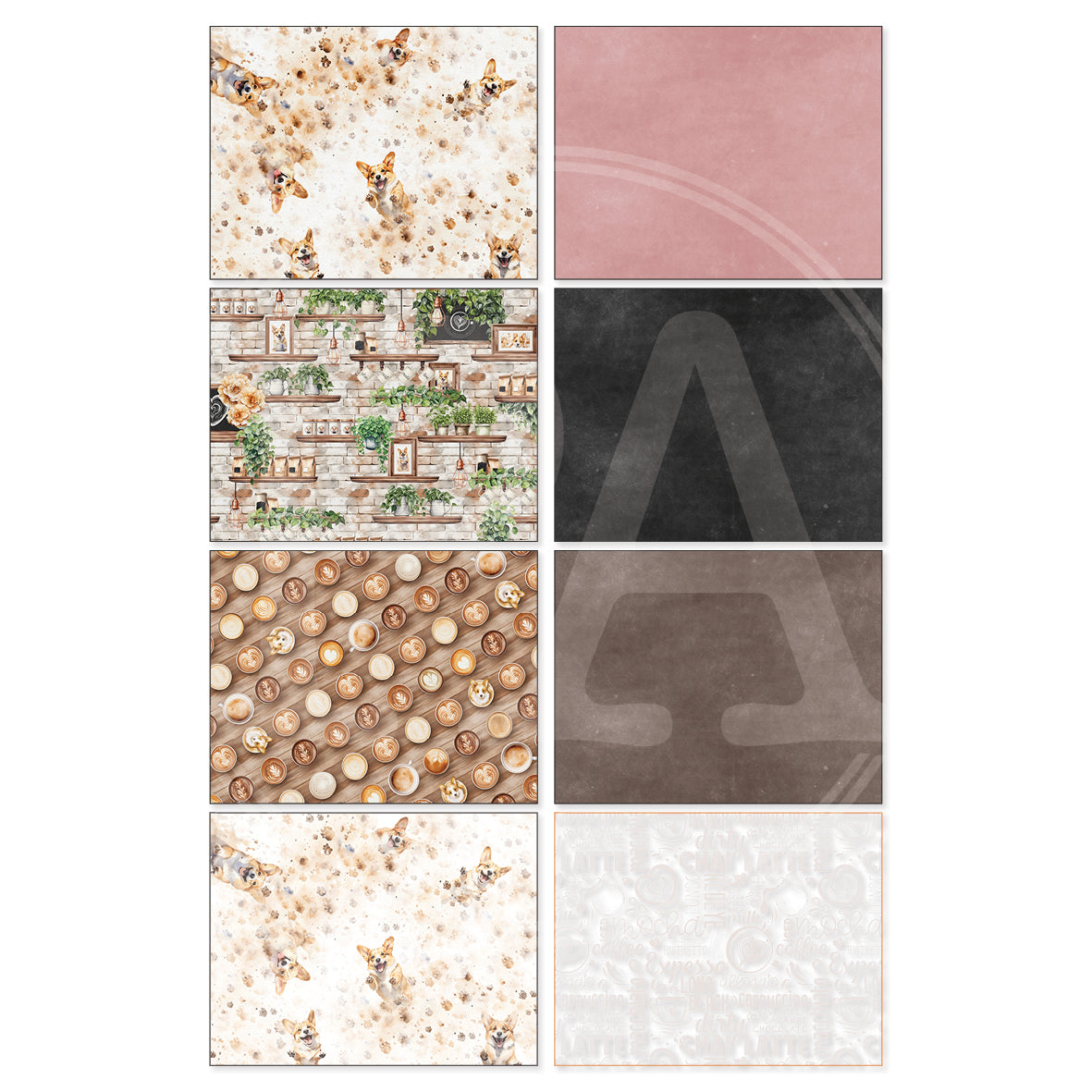 Coffee and Corgis decorative papers - standard