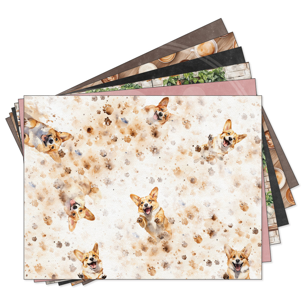 Coffee and Corgis decorative papers - standard