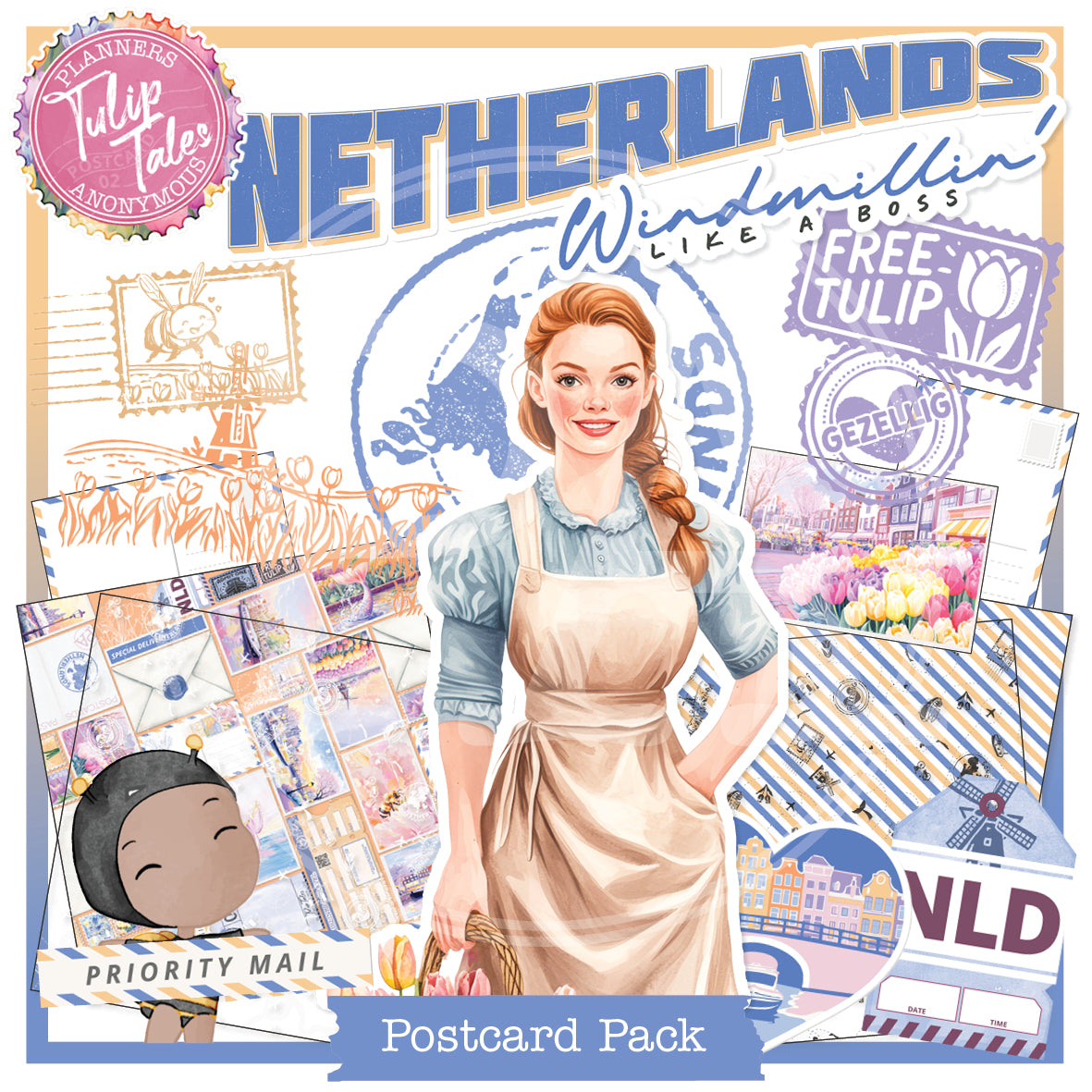 PC02: Tulip Tales Postcards Pack Printable-(US)