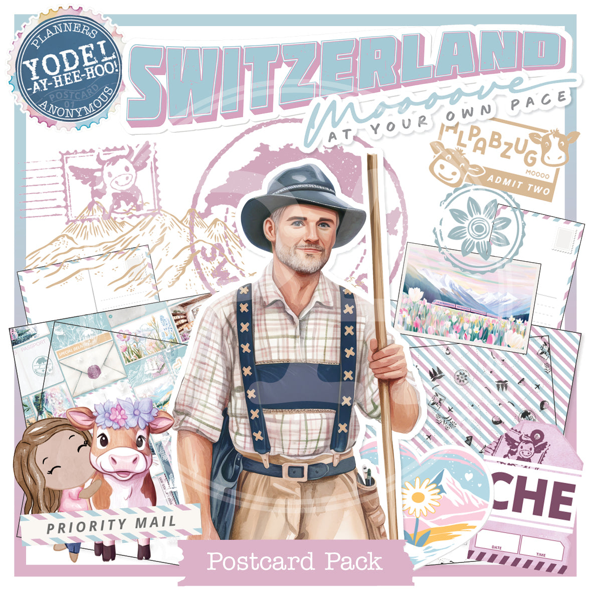 PC01: Yodel-Ay-Hee-Hoo Postcards Pack Printable