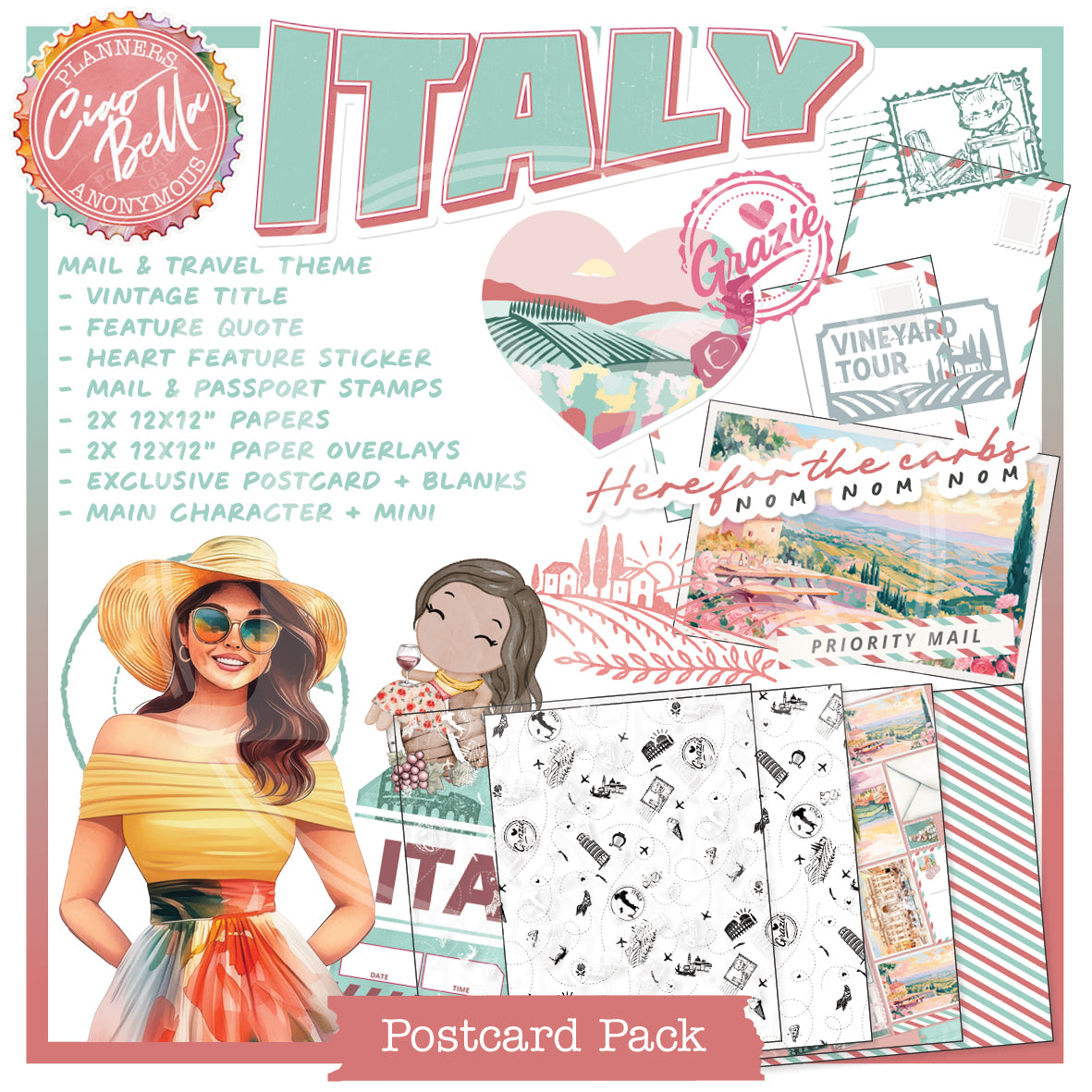 PC03: Ciao Bella Postcards Pack Printable